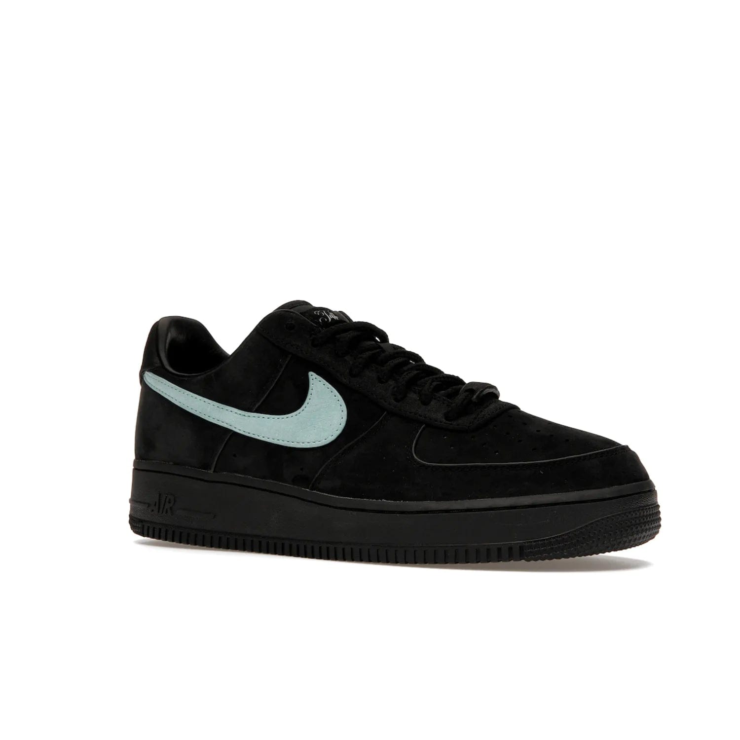 Nike Air Force 1 Low Tiffany & Co. 1837 - Image 4 - Only at www.BallersClubKickz.com - Nike & Tiffany & Co. collaborate on an exclusive sterling silver sneaker, the Air Force 1 Low Tiffany & Co. 1837. Featuring a suede uppr, Tiffany Blue Swoosh and "Tiffany" cursive branding, this pair of AF1s offers an opulent fusion of athleisure and luxury fashion. Release date March 2023.