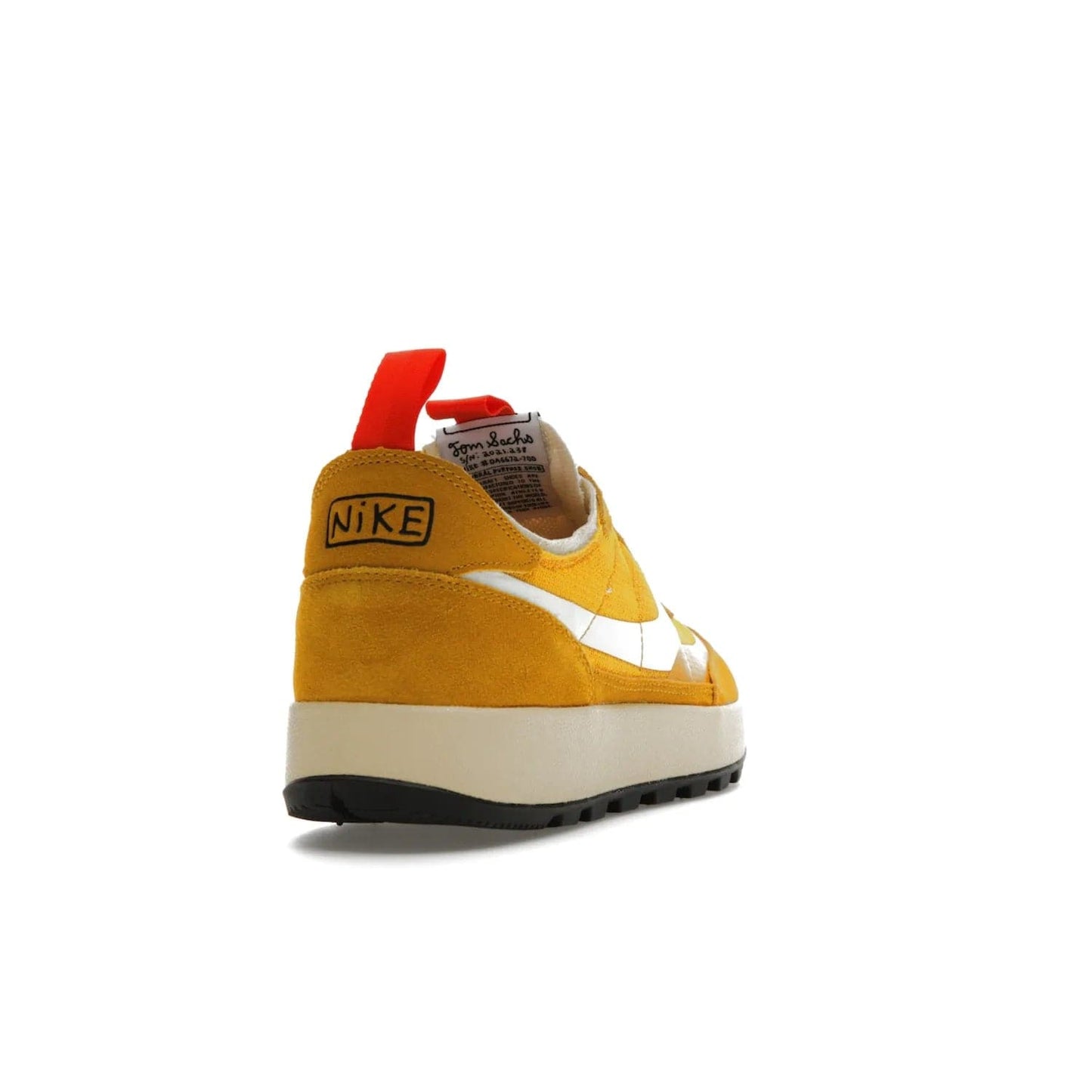 NikeCraft General Purpose Shoe Tom Sachs Archive Dark Sulfur - Image 30 - Only at www.BallersClubKickz.com - Collab between Nike & Tom Sachs. The NikeCraft General Purpose Shoe features dark sulfur mesh upper, suede overlays, contrasting white Swoosh and orange tabs. EVA cushioning & black waffle-traction rubber outsole ensures performance. Stylish & perfect for any occasion, the shoe released September 2, 2022.