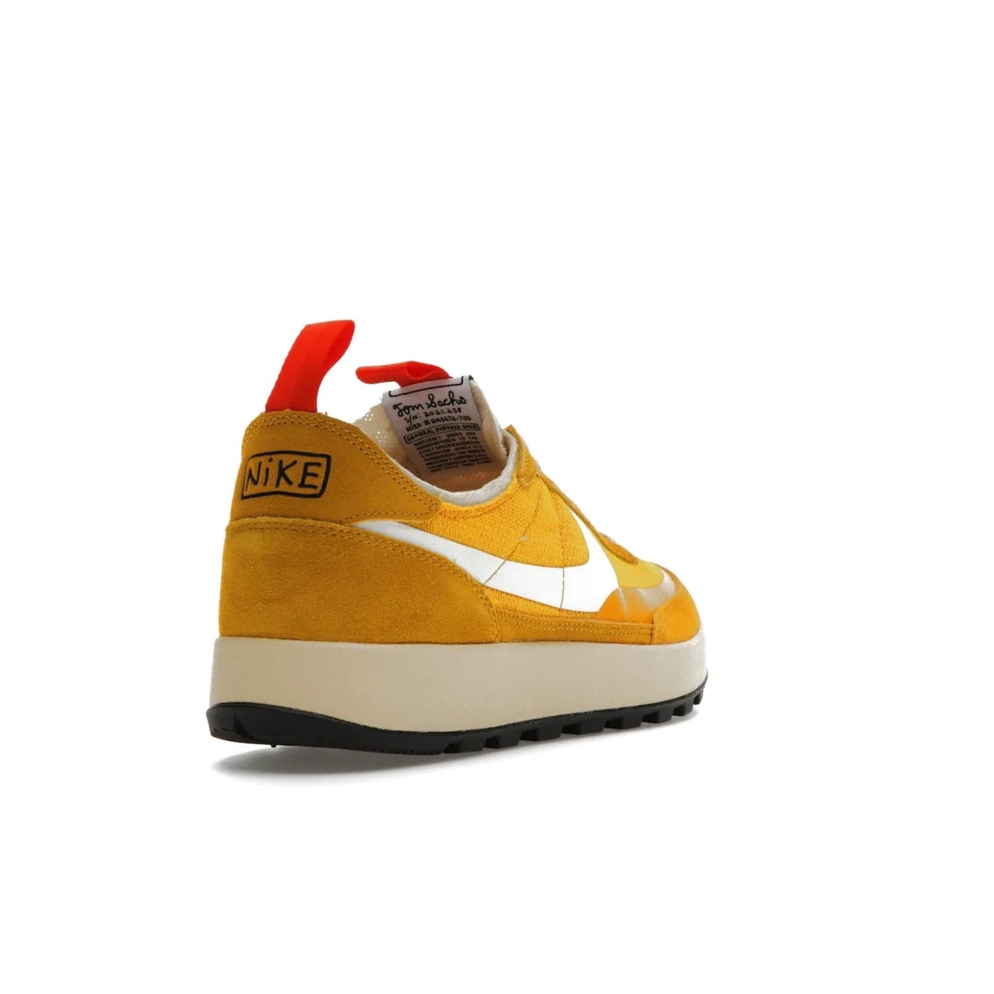 NikeCraft General Purpose Shoe Tom Sachs Archive Dark Sulfur - Image 31 - Only at www.BallersClubKickz.com - Collab between Nike & Tom Sachs. The NikeCraft General Purpose Shoe features dark sulfur mesh upper, suede overlays, contrasting white Swoosh and orange tabs. EVA cushioning & black waffle-traction rubber outsole ensures performance. Stylish & perfect for any occasion, the shoe released September 2, 2022.