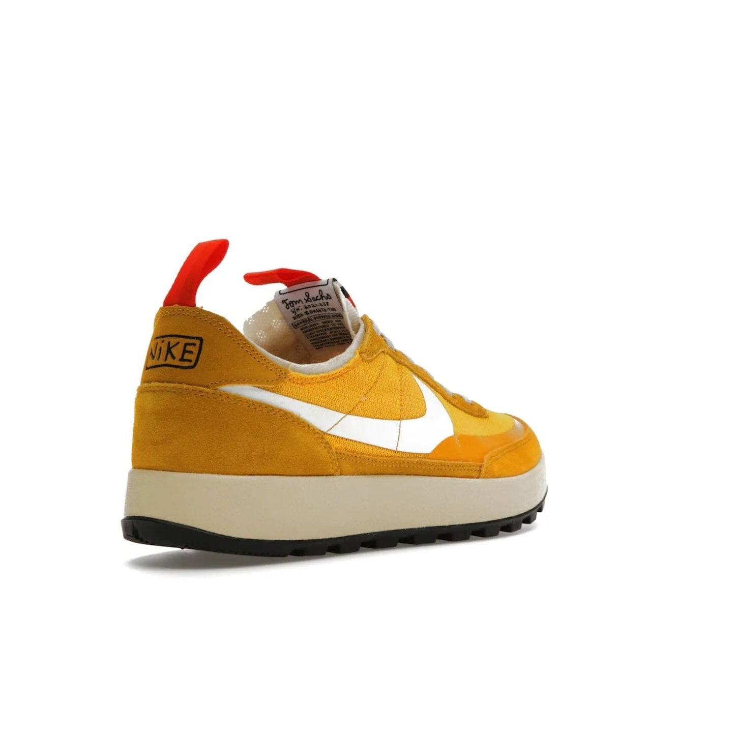 NikeCraft General Purpose Shoe Tom Sachs Archive Dark Sulfur - Image 32 - Only at www.BallersClubKickz.com - Collab between Nike & Tom Sachs. The NikeCraft General Purpose Shoe features dark sulfur mesh upper, suede overlays, contrasting white Swoosh and orange tabs. EVA cushioning & black waffle-traction rubber outsole ensures performance. Stylish & perfect for any occasion, the shoe released September 2, 2022.