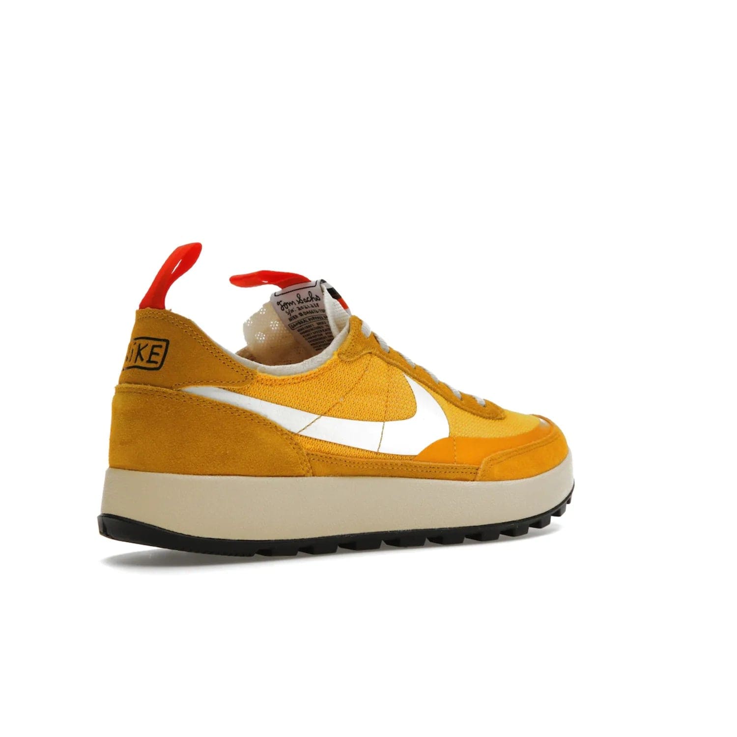 NikeCraft General Purpose Shoe Tom Sachs Archive Dark Sulfur - Image 33 - Only at www.BallersClubKickz.com - Collab between Nike & Tom Sachs. The NikeCraft General Purpose Shoe features dark sulfur mesh upper, suede overlays, contrasting white Swoosh and orange tabs. EVA cushioning & black waffle-traction rubber outsole ensures performance. Stylish & perfect for any occasion, the shoe released September 2, 2022.