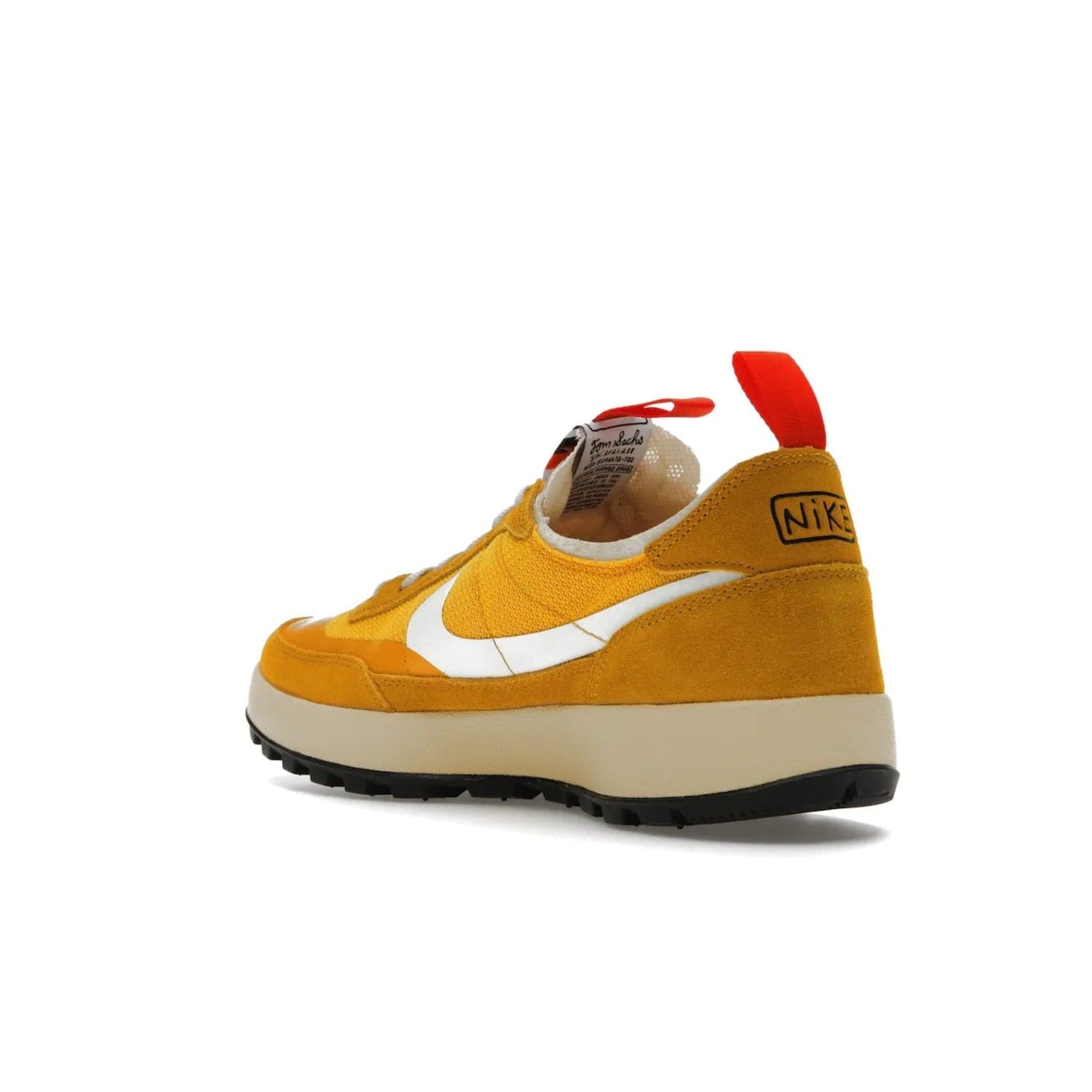 NikeCraft General Purpose Shoe Tom Sachs Archive Dark Sulfur - Image 24 - Only at www.BallersClubKickz.com - Collab between Nike & Tom Sachs. The NikeCraft General Purpose Shoe features dark sulfur mesh upper, suede overlays, contrasting white Swoosh and orange tabs. EVA cushioning & black waffle-traction rubber outsole ensures performance. Stylish & perfect for any occasion, the shoe released September 2, 2022.