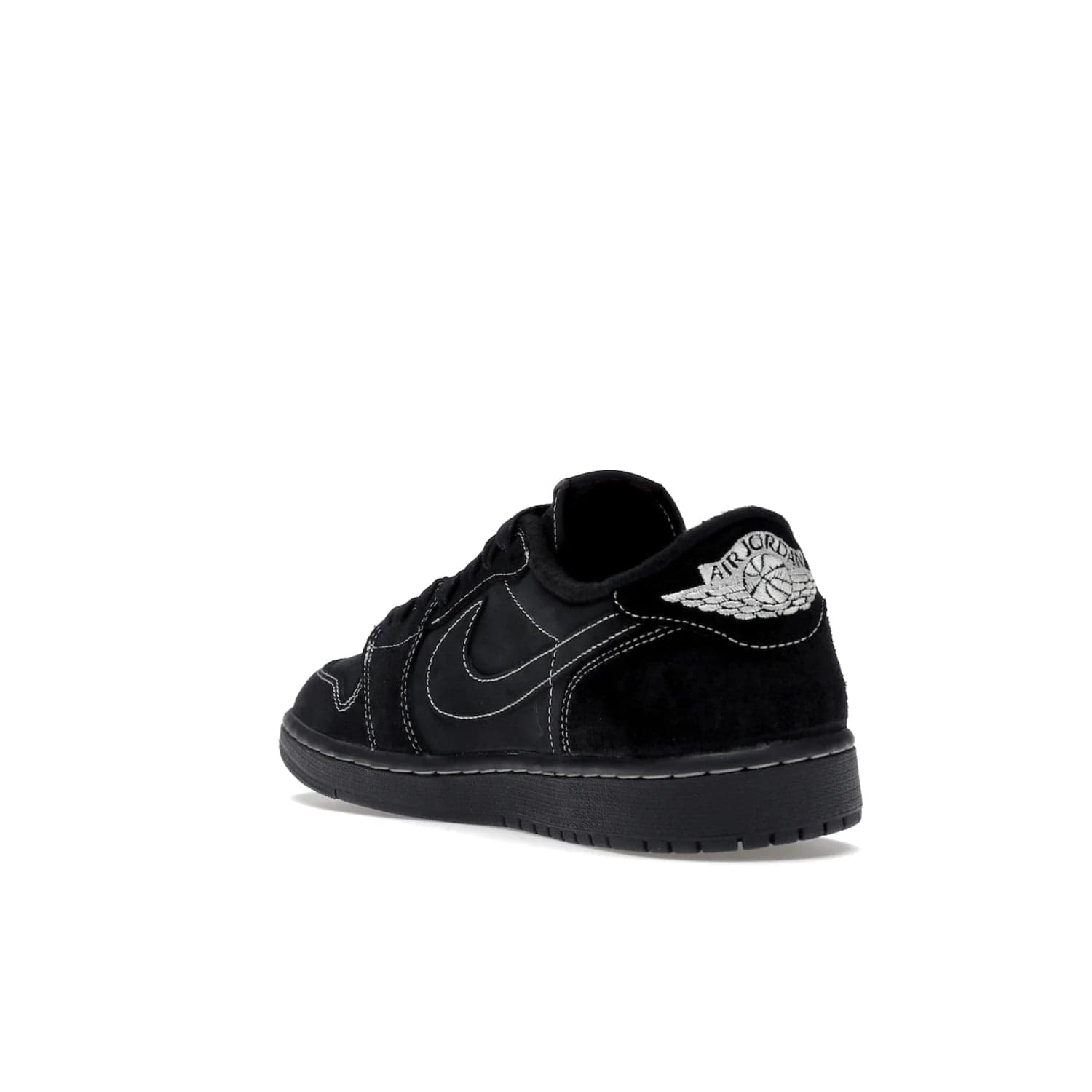 Jordan 1 Retro Low OG SP Travis Scott Black Phantom - Image 25 - Only at www.BallersClubKickz.com - Update Air Jordan 1 Low OG SP "Travis Scott". Iconic black nubuck design w/ unique stitch pattern, Nike Air Logo, Wings logo, embroidered bee. Red, black & white/black laces. Celebrate the end of 2022 on Dec. 15.