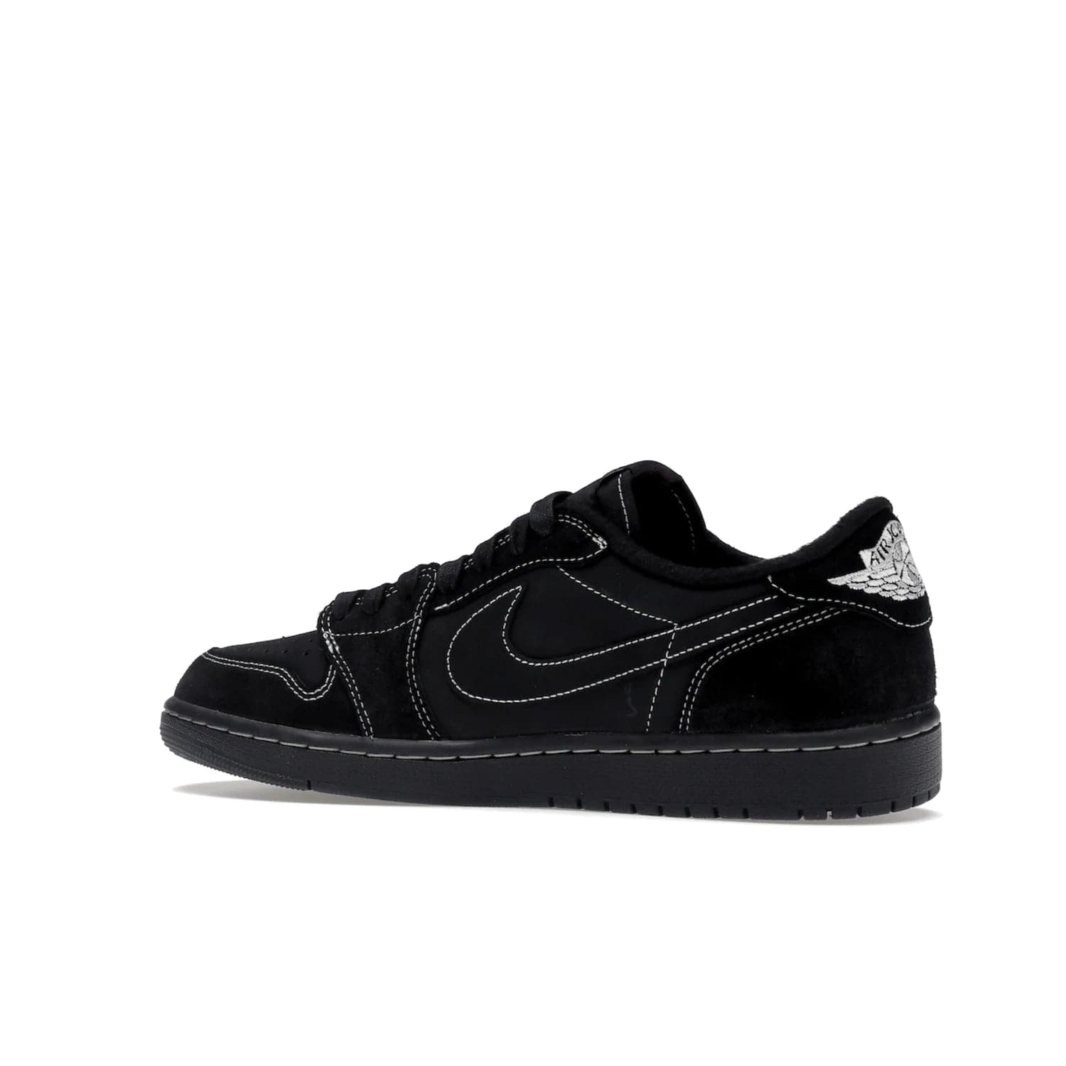 Jordan 1 Retro Low OG SP Travis Scott Black Phantom - Image 22 - Only at www.BallersClubKickz.com - Update Air Jordan 1 Low OG SP "Travis Scott". Iconic black nubuck design w/ unique stitch pattern, Nike Air Logo, Wings logo, embroidered bee. Red, black & white/black laces. Celebrate the end of 2022 on Dec. 15.
