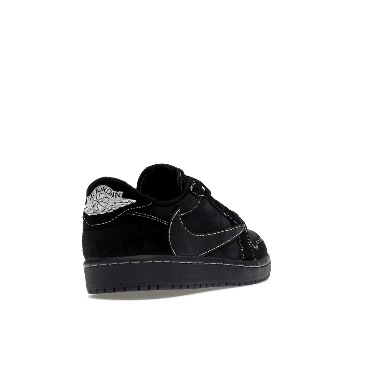 Jordan 1 Retro Low OG SP Travis Scott Black Phantom - Image 31 - Only at www.BallersClubKickz.com - Update Air Jordan 1 Low OG SP "Travis Scott". Iconic black nubuck design w/ unique stitch pattern, Nike Air Logo, Wings logo, embroidered bee. Red, black & white/black laces. Celebrate the end of 2022 on Dec. 15.