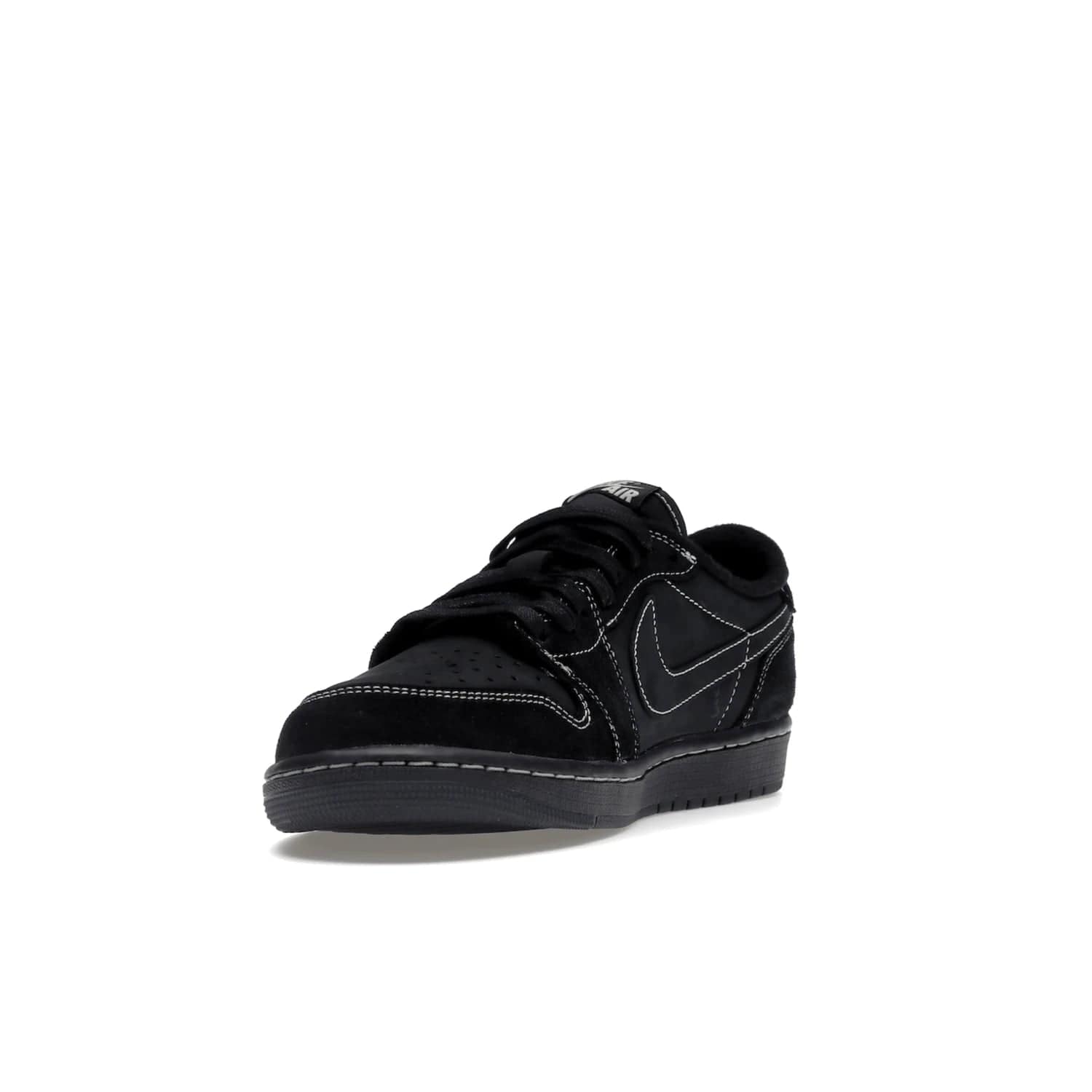 Jordan 1 Retro Low OG SP Travis Scott Black Phantom - Image 13 - Only at www.BallersClubKickz.com - Update Air Jordan 1 Low OG SP "Travis Scott". Iconic black nubuck design w/ unique stitch pattern, Nike Air Logo, Wings logo, embroidered bee. Red, black & white/black laces. Celebrate the end of 2022 on Dec. 15.