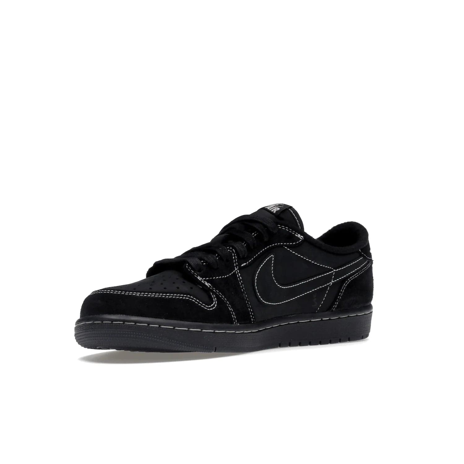 Jordan 1 Retro Low OG SP Travis Scott Black Phantom - Image 15 - Only at www.BallersClubKickz.com - Update Air Jordan 1 Low OG SP "Travis Scott". Iconic black nubuck design w/ unique stitch pattern, Nike Air Logo, Wings logo, embroidered bee. Red, black & white/black laces. Celebrate the end of 2022 on Dec. 15.
