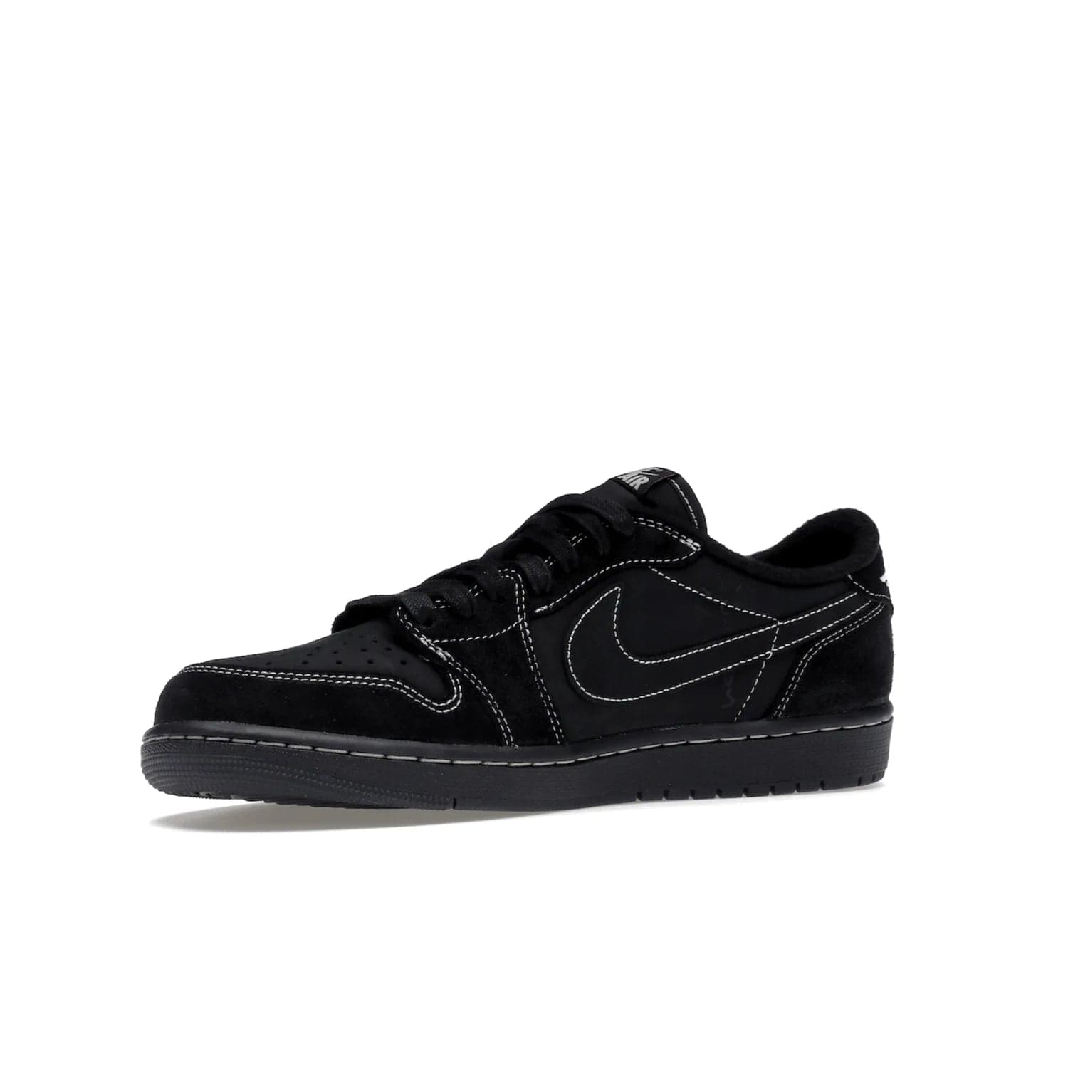 Jordan 1 Retro Low OG SP Travis Scott Black Phantom - Image 16 - Only at www.BallersClubKickz.com - Update Air Jordan 1 Low OG SP "Travis Scott". Iconic black nubuck design w/ unique stitch pattern, Nike Air Logo, Wings logo, embroidered bee. Red, black & white/black laces. Celebrate the end of 2022 on Dec. 15.