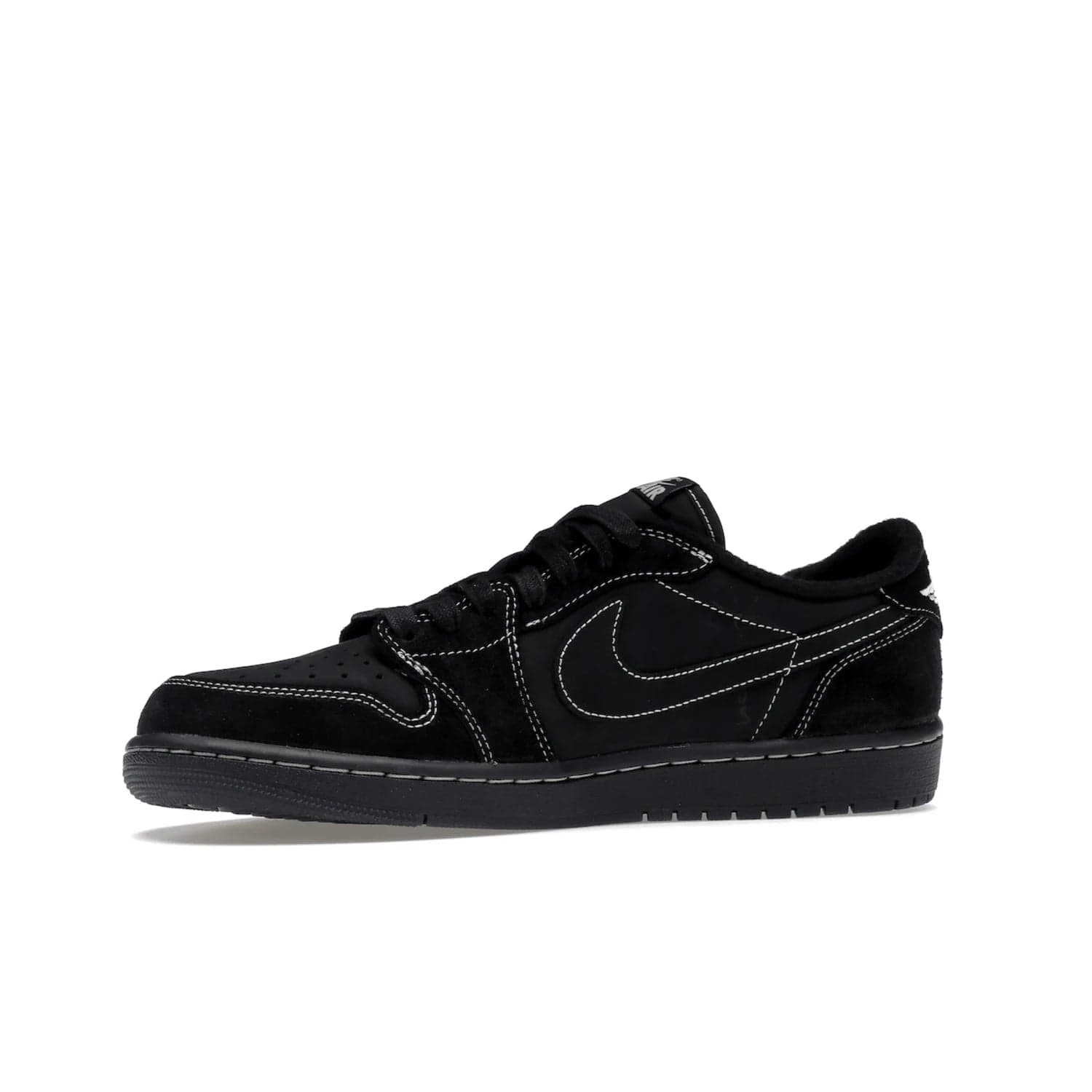Jordan 1 Retro Low OG SP Travis Scott Black Phantom - Image 17 - Only at www.BallersClubKickz.com - Update Air Jordan 1 Low OG SP "Travis Scott". Iconic black nubuck design w/ unique stitch pattern, Nike Air Logo, Wings logo, embroidered bee. Red, black & white/black laces. Celebrate the end of 2022 on Dec. 15.