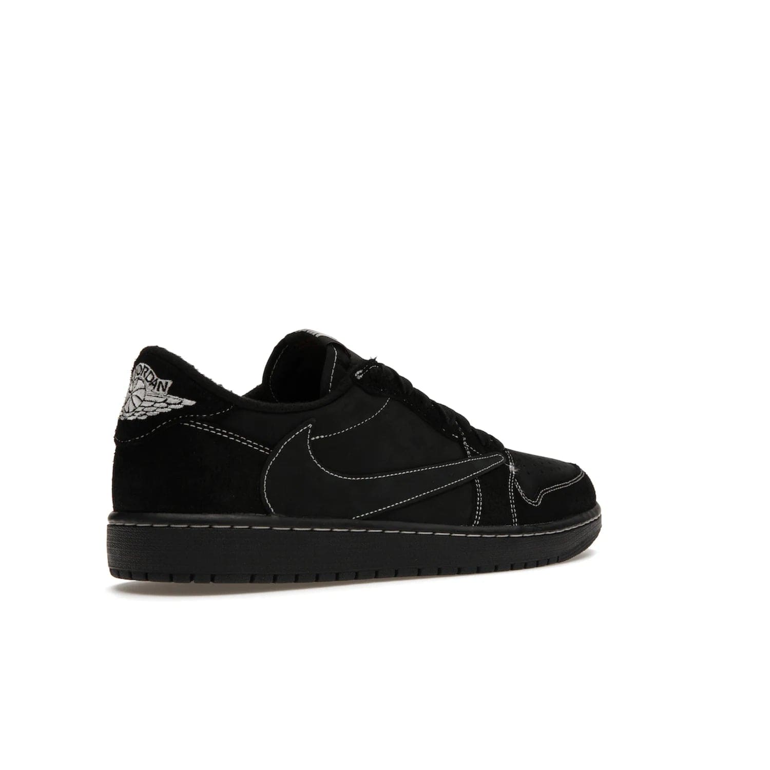 Jordan 1 Retro Low OG SP Travis Scott Black Phantom - Image 33 - Only at www.BallersClubKickz.com - Update Air Jordan 1 Low OG SP "Travis Scott". Iconic black nubuck design w/ unique stitch pattern, Nike Air Logo, Wings logo, embroidered bee. Red, black & white/black laces. Celebrate the end of 2022 on Dec. 15.