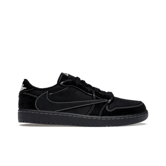 Jordan 1 Retro Low OG SP Travis Scott Black Phantom - Image 1 - Only at www.BallersClubKickz.com - Update Air Jordan 1 Low OG SP "Travis Scott". Iconic black nubuck design w/ unique stitch pattern, Nike Air Logo, Wings logo, embroidered bee. Red, black & white/black laces. Celebrate the end of 2022 on Dec. 15.