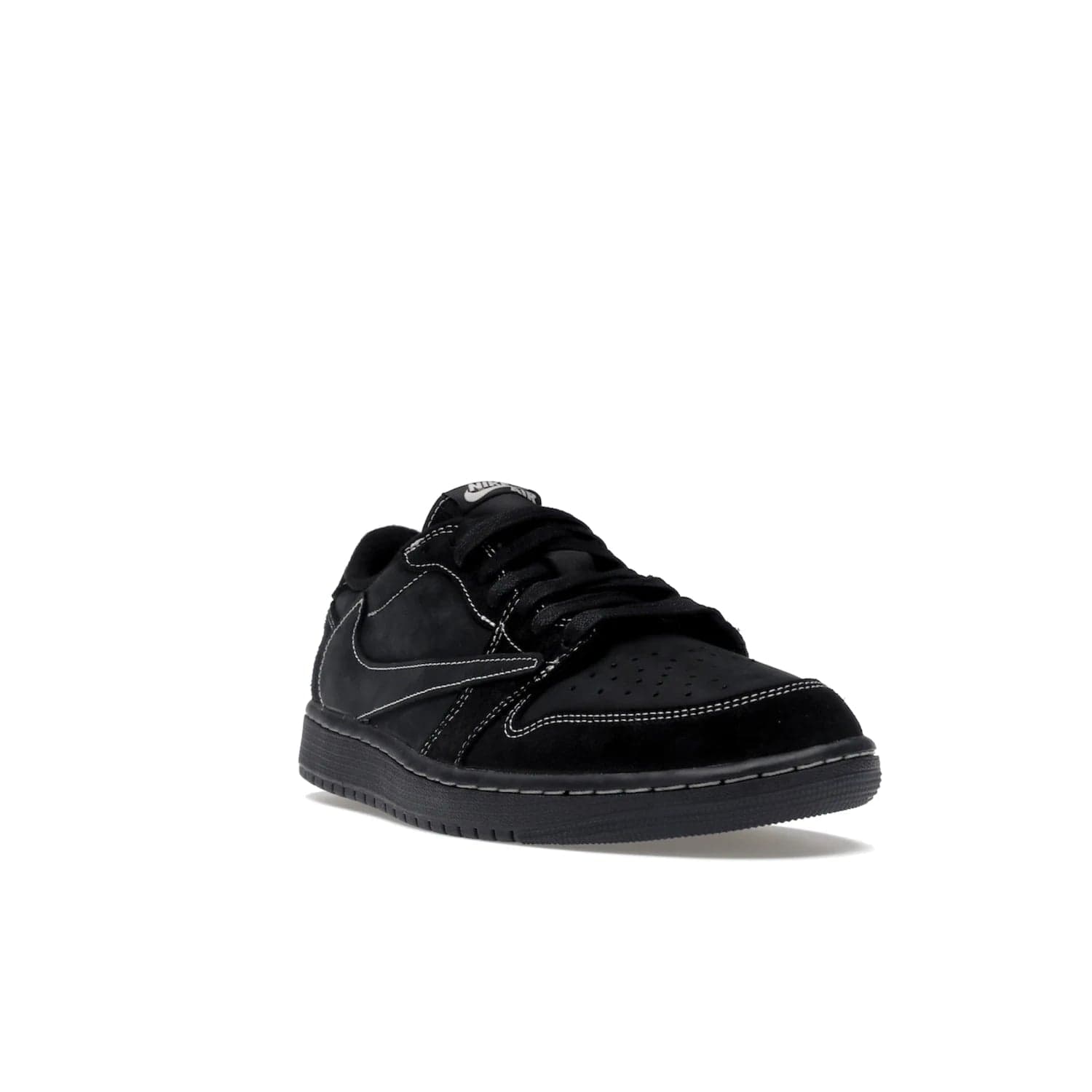 Jordan 1 Retro Low OG SP Travis Scott Black Phantom - Image 7 - Only at www.BallersClubKickz.com - Update Air Jordan 1 Low OG SP "Travis Scott". Iconic black nubuck design w/ unique stitch pattern, Nike Air Logo, Wings logo, embroidered bee. Red, black & white/black laces. Celebrate the end of 2022 on Dec. 15.