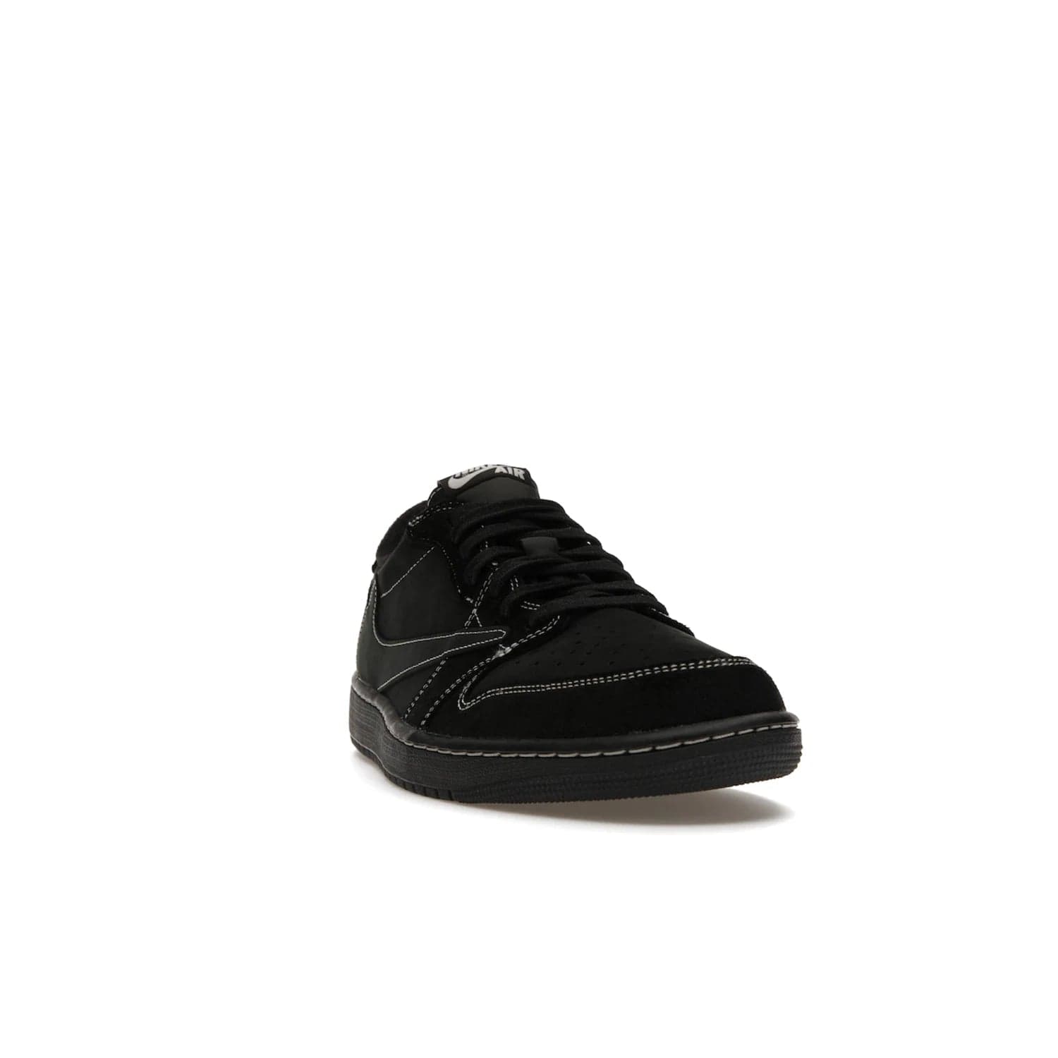Jordan 1 Retro Low OG SP Travis Scott Black Phantom - Image 8 - Only at www.BallersClubKickz.com - Update Air Jordan 1 Low OG SP "Travis Scott". Iconic black nubuck design w/ unique stitch pattern, Nike Air Logo, Wings logo, embroidered bee. Red, black & white/black laces. Celebrate the end of 2022 on Dec. 15.