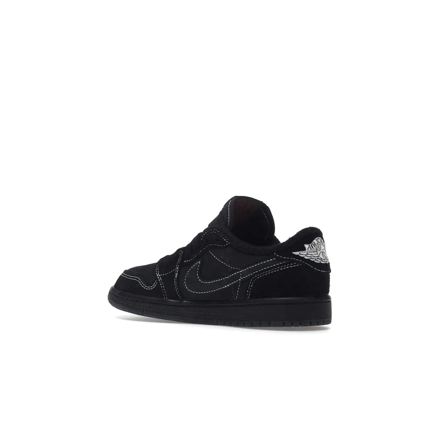 Jordan 1 Retro Low OG SP Travis Scott Black Phantom (PS) - Image 23 - Only at www.BallersClubKickz.com - Kids' Air Jordan 1 Retro Low OG SP Travis Scott 'Black Phantom' PS: A bold upper in black and Phantom features Travis Scott's signature branding. Swoosh, Cactus Jack, and Wings logos. Out Dec. 15th for $60.