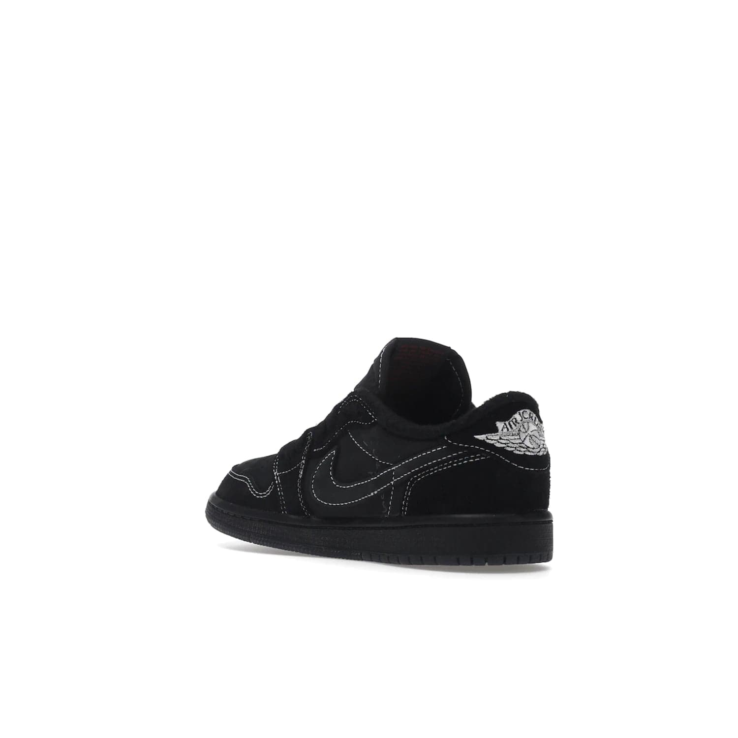 Jordan 1 Retro Low OG SP Travis Scott Black Phantom (PS) - Image 24 - Only at www.BallersClubKickz.com - Kids' Air Jordan 1 Retro Low OG SP Travis Scott 'Black Phantom' PS: A bold upper in black and Phantom features Travis Scott's signature branding. Swoosh, Cactus Jack, and Wings logos. Out Dec. 15th for $60.