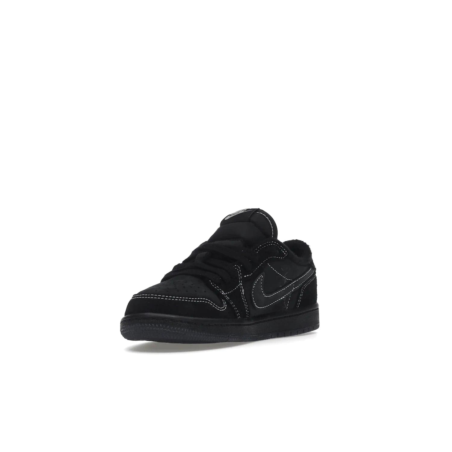 Jordan 1 Retro Low OG SP Travis Scott Black Phantom (PS) - Image 14 - Only at www.BallersClubKickz.com - Kids' Air Jordan 1 Retro Low OG SP Travis Scott 'Black Phantom' PS: A bold upper in black and Phantom features Travis Scott's signature branding. Swoosh, Cactus Jack, and Wings logos. Out Dec. 15th for $60.