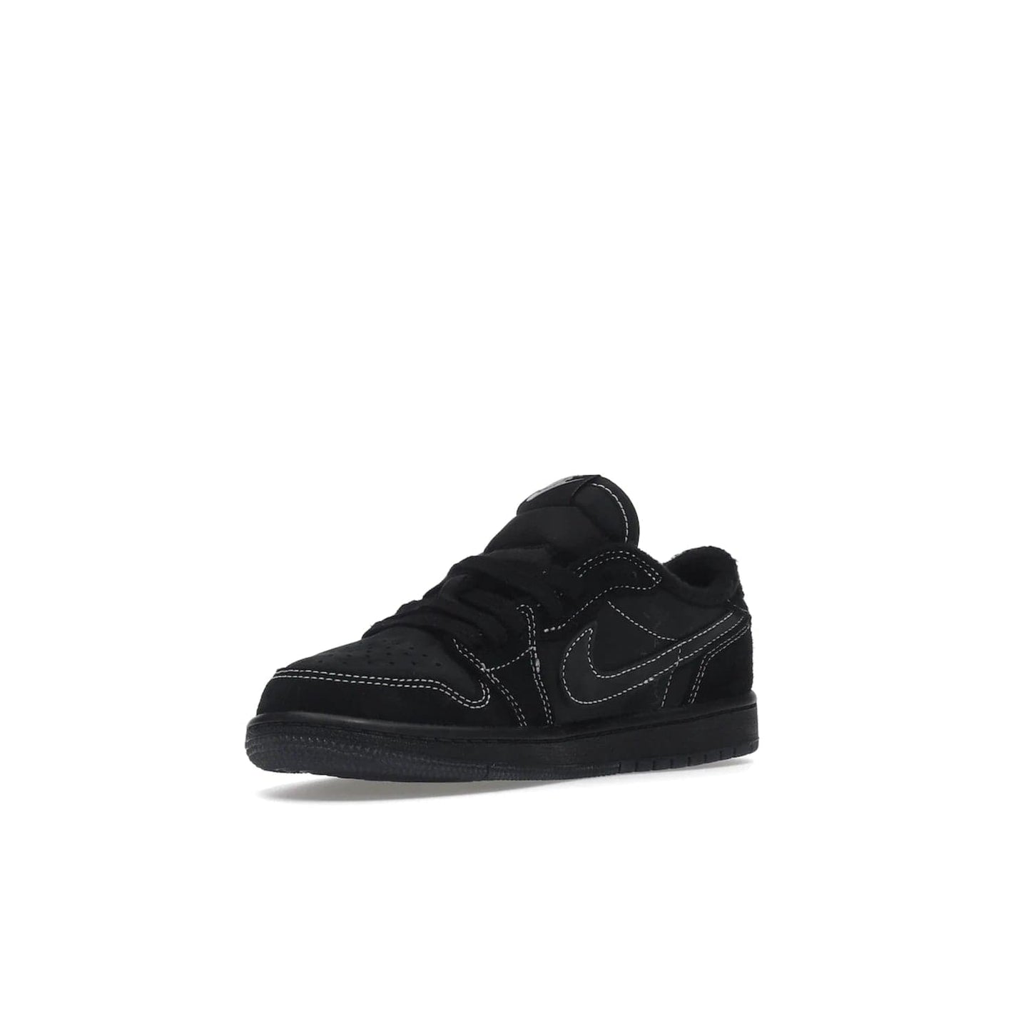 Jordan 1 Retro Low OG SP Travis Scott Black Phantom (PS) - Image 15 - Only at www.BallersClubKickz.com - Kids' Air Jordan 1 Retro Low OG SP Travis Scott 'Black Phantom' PS: A bold upper in black and Phantom features Travis Scott's signature branding. Swoosh, Cactus Jack, and Wings logos. Out Dec. 15th for $60.