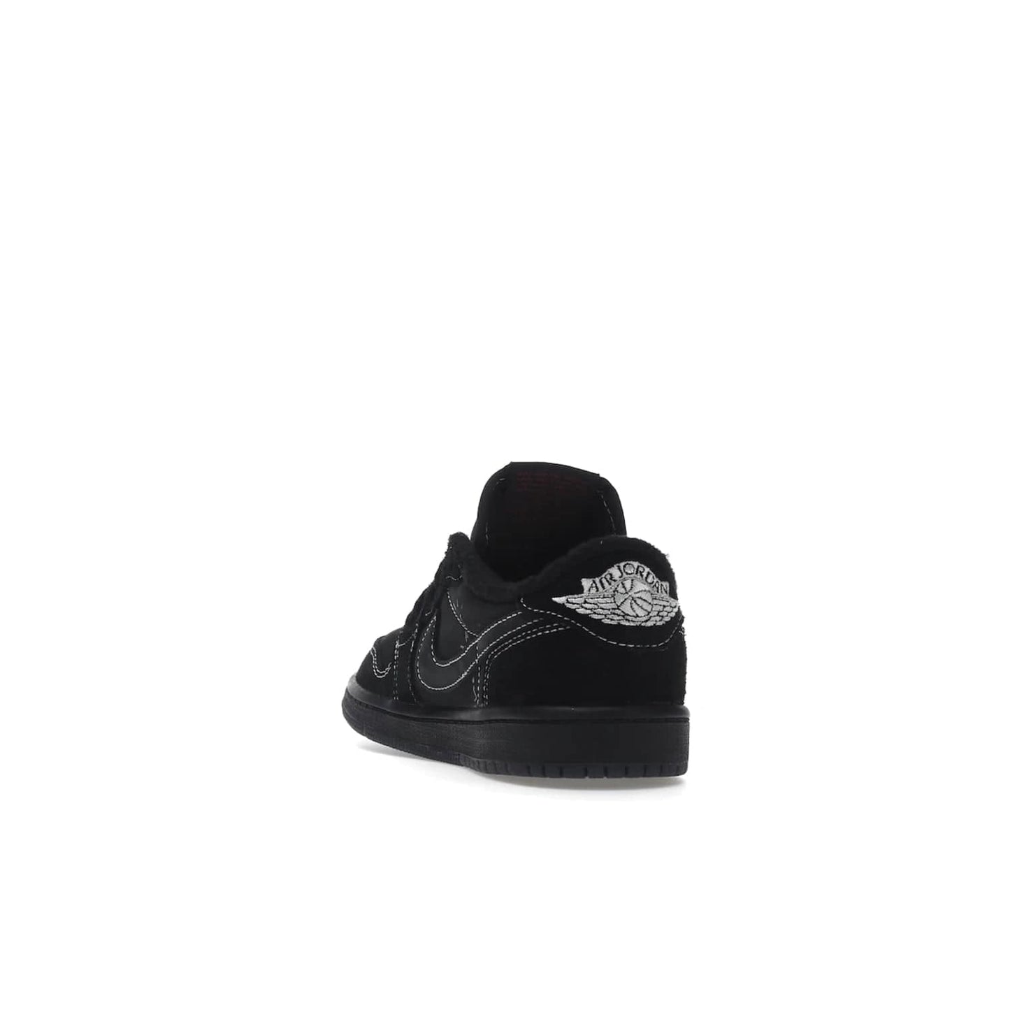 Jordan 1 Retro Low OG SP Travis Scott Black Phantom (PS) - Image 26 - Only at www.BallersClubKickz.com - Kids' Air Jordan 1 Retro Low OG SP Travis Scott 'Black Phantom' PS: A bold upper in black and Phantom features Travis Scott's signature branding. Swoosh, Cactus Jack, and Wings logos. Out Dec. 15th for $60.
