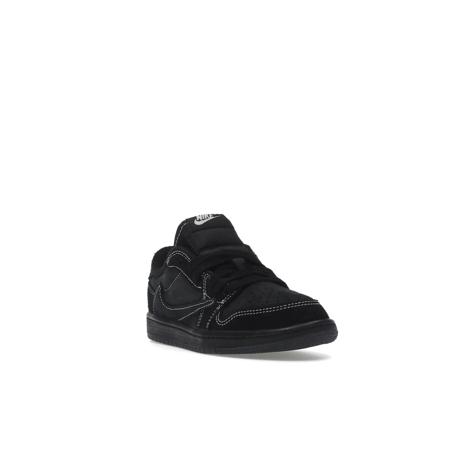 Jordan 1 Retro Low OG SP Travis Scott Black Phantom (PS) - Image 7 - Only at www.BallersClubKickz.com - Kids' Air Jordan 1 Retro Low OG SP Travis Scott 'Black Phantom' PS: A bold upper in black and Phantom features Travis Scott's signature branding. Swoosh, Cactus Jack, and Wings logos. Out Dec. 15th for $60.