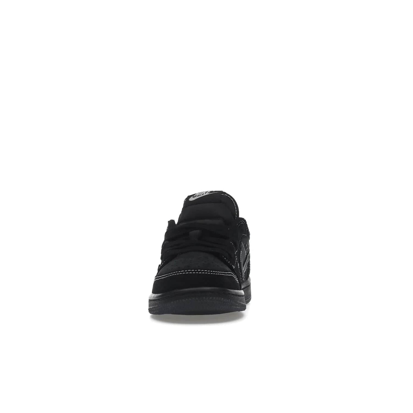 Jordan 1 Retro Low OG SP Travis Scott Black Phantom (PS) - Image 11 - Only at www.BallersClubKickz.com - Kids' Air Jordan 1 Retro Low OG SP Travis Scott 'Black Phantom' PS: A bold upper in black and Phantom features Travis Scott's signature branding. Swoosh, Cactus Jack, and Wings logos. Out Dec. 15th for $60.