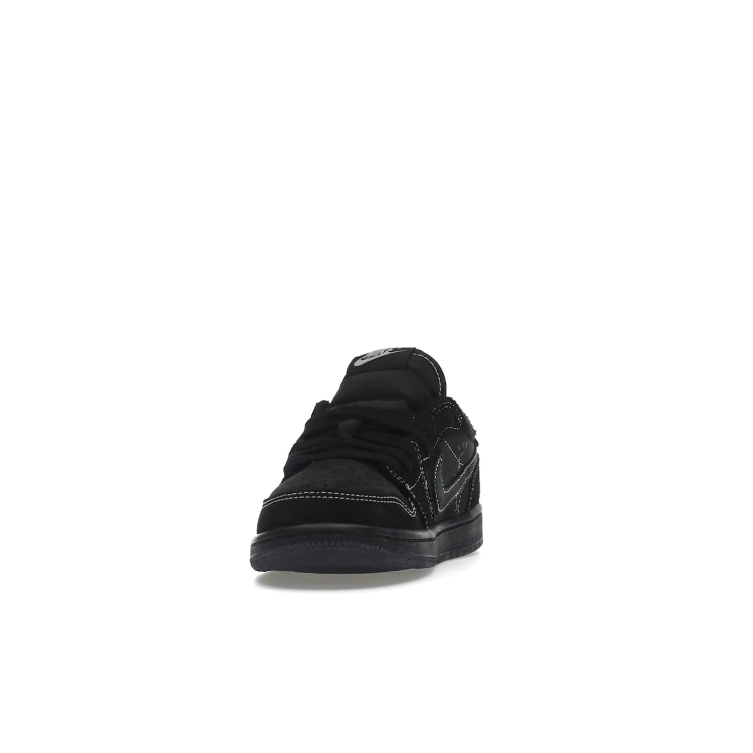 Jordan 1 Retro Low OG SP Travis Scott Black Phantom (PS) - Image 12 - Only at www.BallersClubKickz.com - Kids' Air Jordan 1 Retro Low OG SP Travis Scott 'Black Phantom' PS: A bold upper in black and Phantom features Travis Scott's signature branding. Swoosh, Cactus Jack, and Wings logos. Out Dec. 15th for $60.