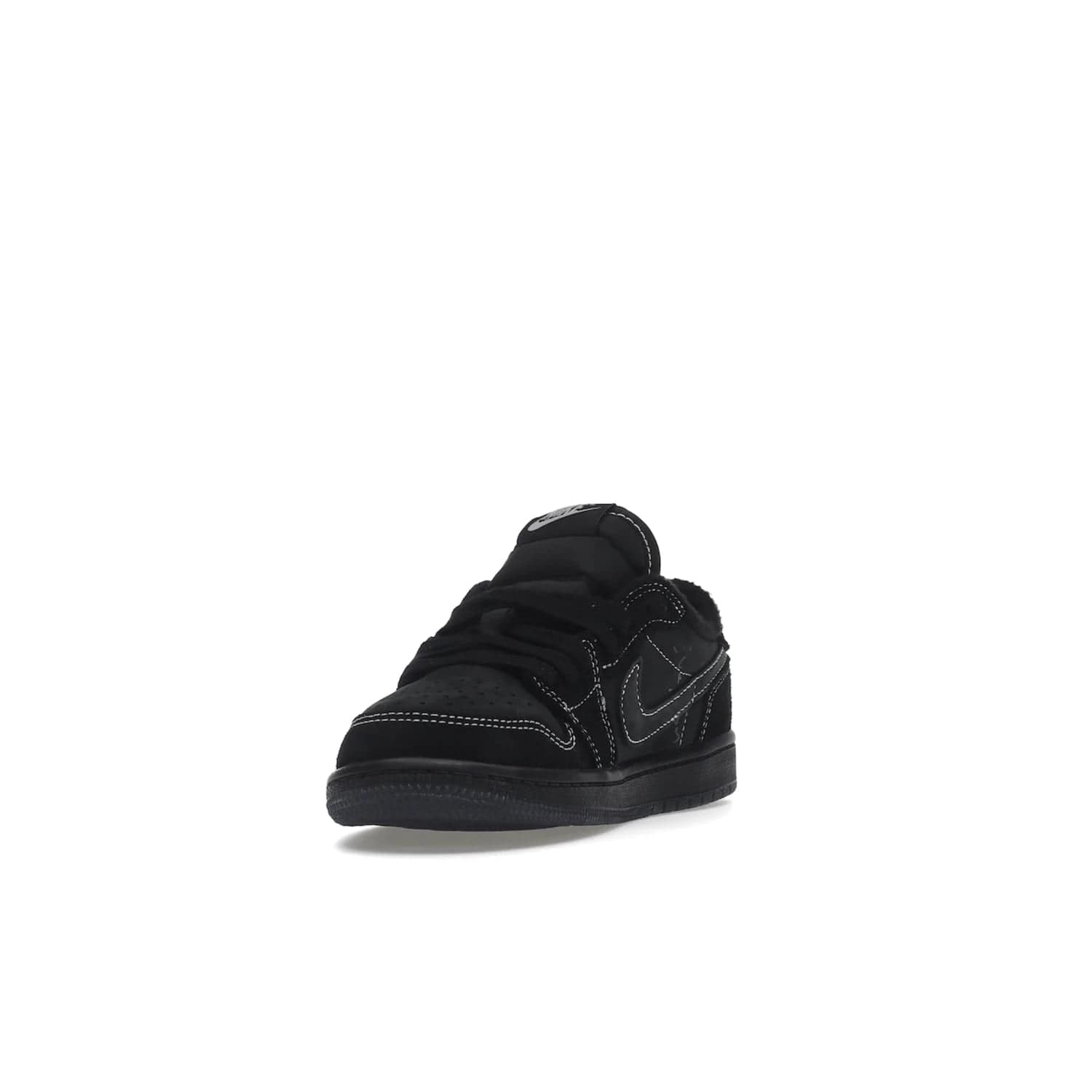 Jordan 1 Retro Low OG SP Travis Scott Black Phantom (PS) - Image 13 - Only at www.BallersClubKickz.com - Kids' Air Jordan 1 Retro Low OG SP Travis Scott 'Black Phantom' PS: A bold upper in black and Phantom features Travis Scott's signature branding. Swoosh, Cactus Jack, and Wings logos. Out Dec. 15th for $60.