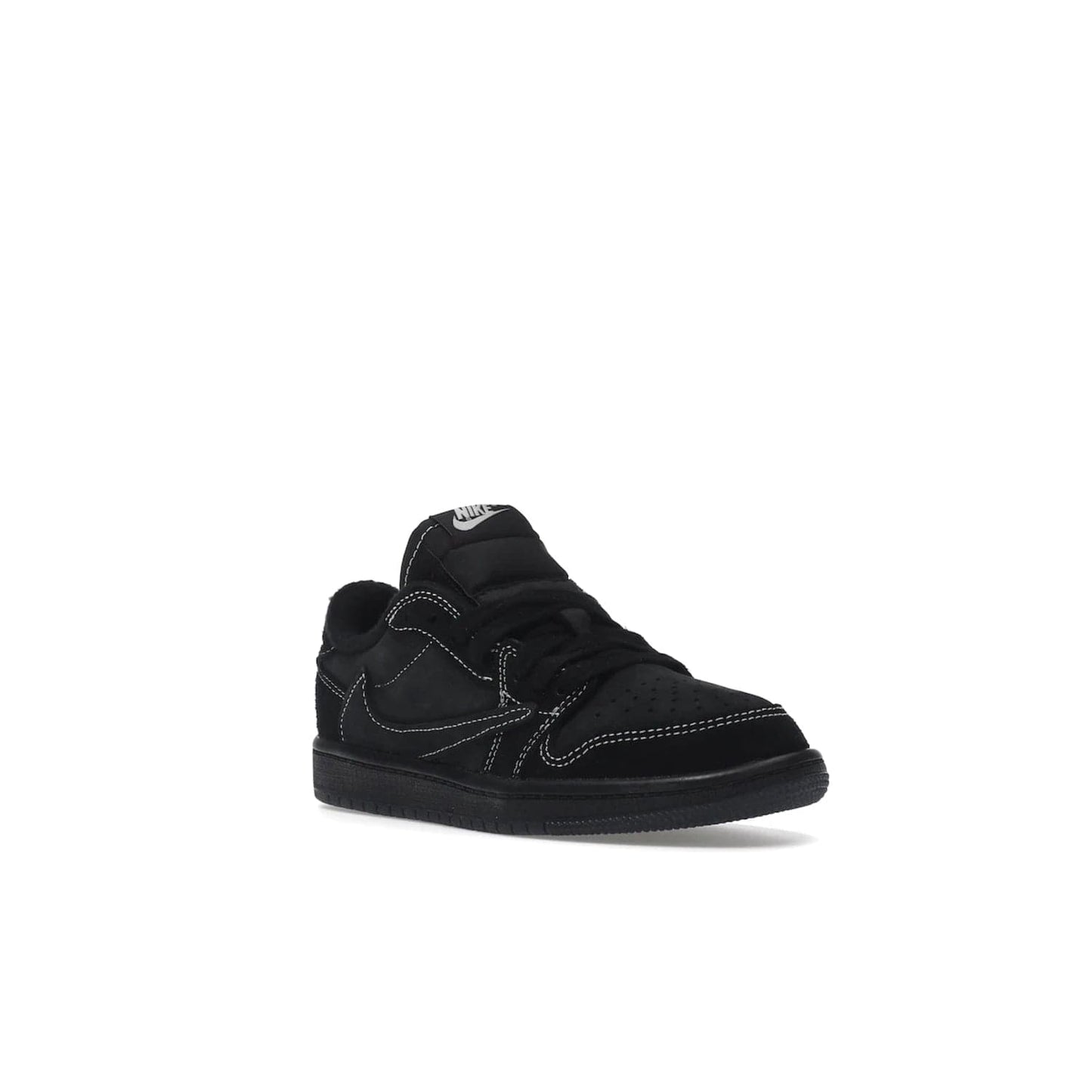 Jordan 1 Retro Low OG SP Travis Scott Black Phantom (PS) - Image 6 - Only at www.BallersClubKickz.com - Kids' Air Jordan 1 Retro Low OG SP Travis Scott 'Black Phantom' PS: A bold upper in black and Phantom features Travis Scott's signature branding. Swoosh, Cactus Jack, and Wings logos. Out Dec. 15th for $60.
