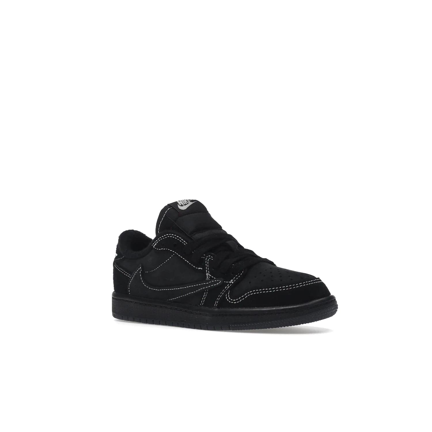 Jordan 1 Retro Low OG SP Travis Scott Black Phantom (PS) - Image 5 - Only at www.BallersClubKickz.com - Kids' Air Jordan 1 Retro Low OG SP Travis Scott 'Black Phantom' PS: A bold upper in black and Phantom features Travis Scott's signature branding. Swoosh, Cactus Jack, and Wings logos. Out Dec. 15th for $60.