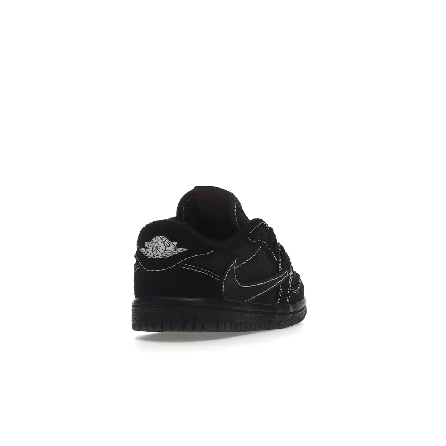 Jordan 1 Retro Low OG SP Travis Scott Black Phantom (TD) - Image 31 - Only at www.BallersClubKickz.com - Shop the Air Jordan I Retro Low OG SP "Travis Scott Black Phantom" TD. Bold black and phantom colorway crafted from nubuck and suede with white stitching. Cactus Jack and Wings branding. Release: Dec 15, 2022.