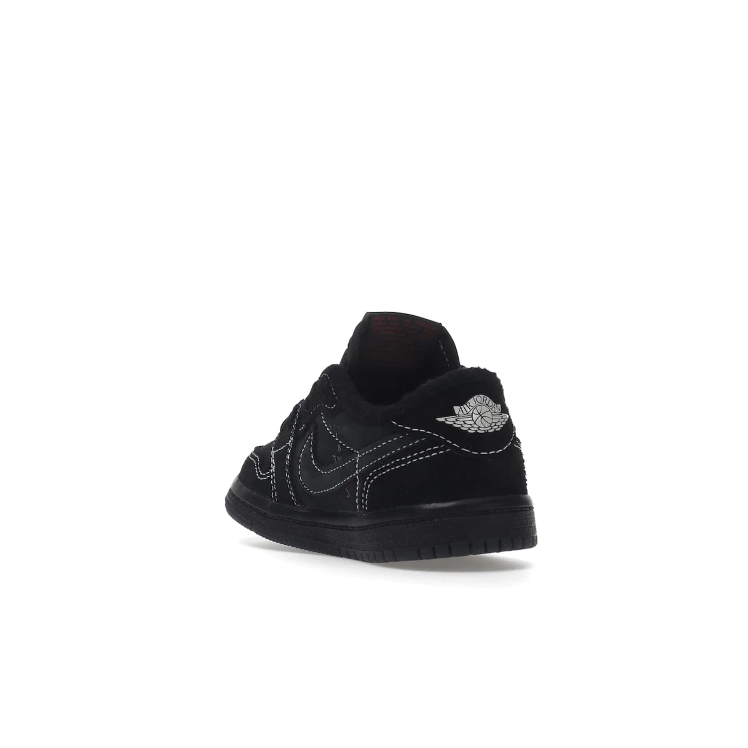 Jordan 1 Retro Low OG SP Travis Scott Black Phantom (TD) - Image 25 - Only at www.BallersClubKickz.com - Shop the Air Jordan I Retro Low OG SP "Travis Scott Black Phantom" TD. Bold black and phantom colorway crafted from nubuck and suede with white stitching. Cactus Jack and Wings branding. Release: Dec 15, 2022.