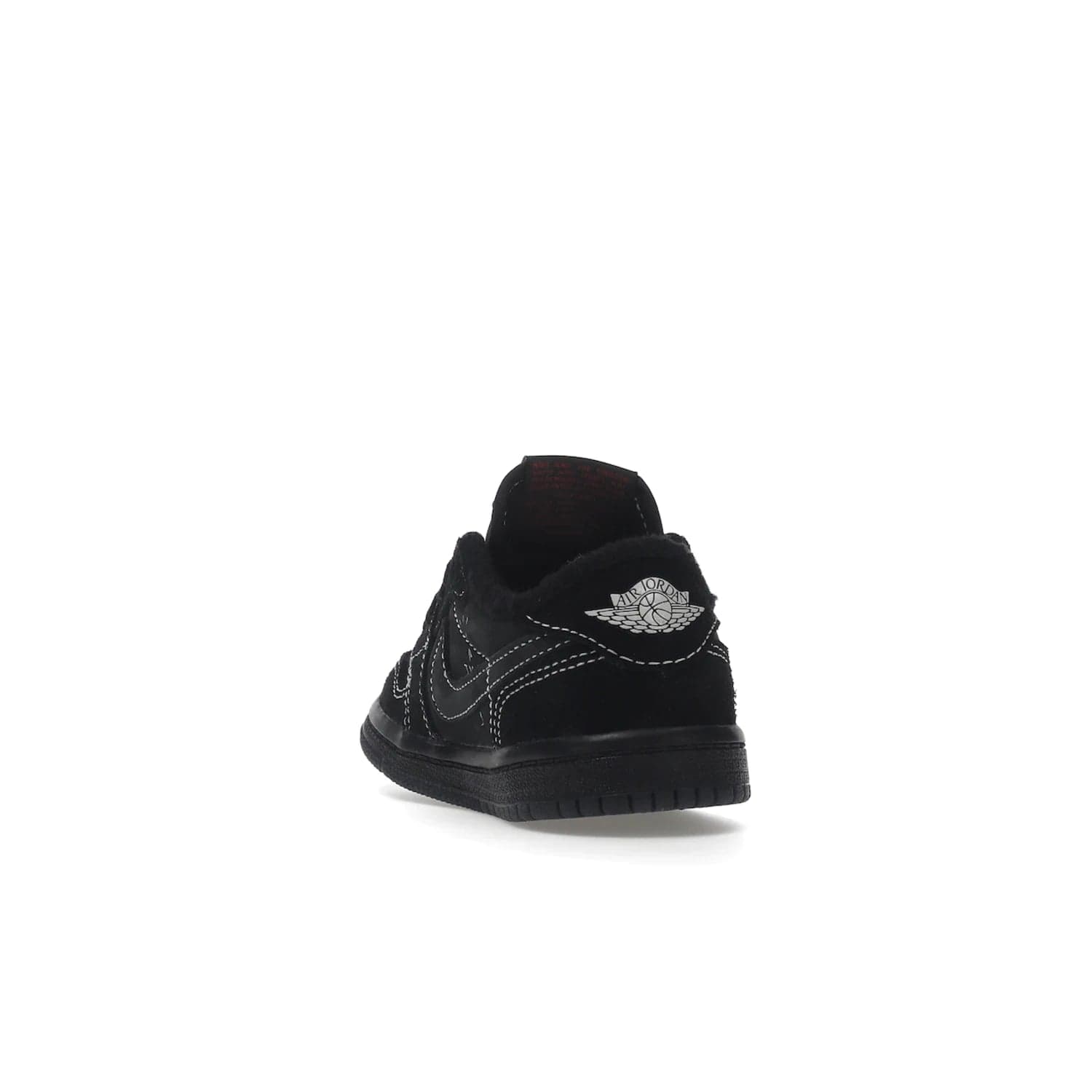 Jordan 1 Retro Low OG SP Travis Scott Black Phantom (TD) - Image 26 - Only at www.BallersClubKickz.com - Shop the Air Jordan I Retro Low OG SP "Travis Scott Black Phantom" TD. Bold black and phantom colorway crafted from nubuck and suede with white stitching. Cactus Jack and Wings branding. Release: Dec 15, 2022.