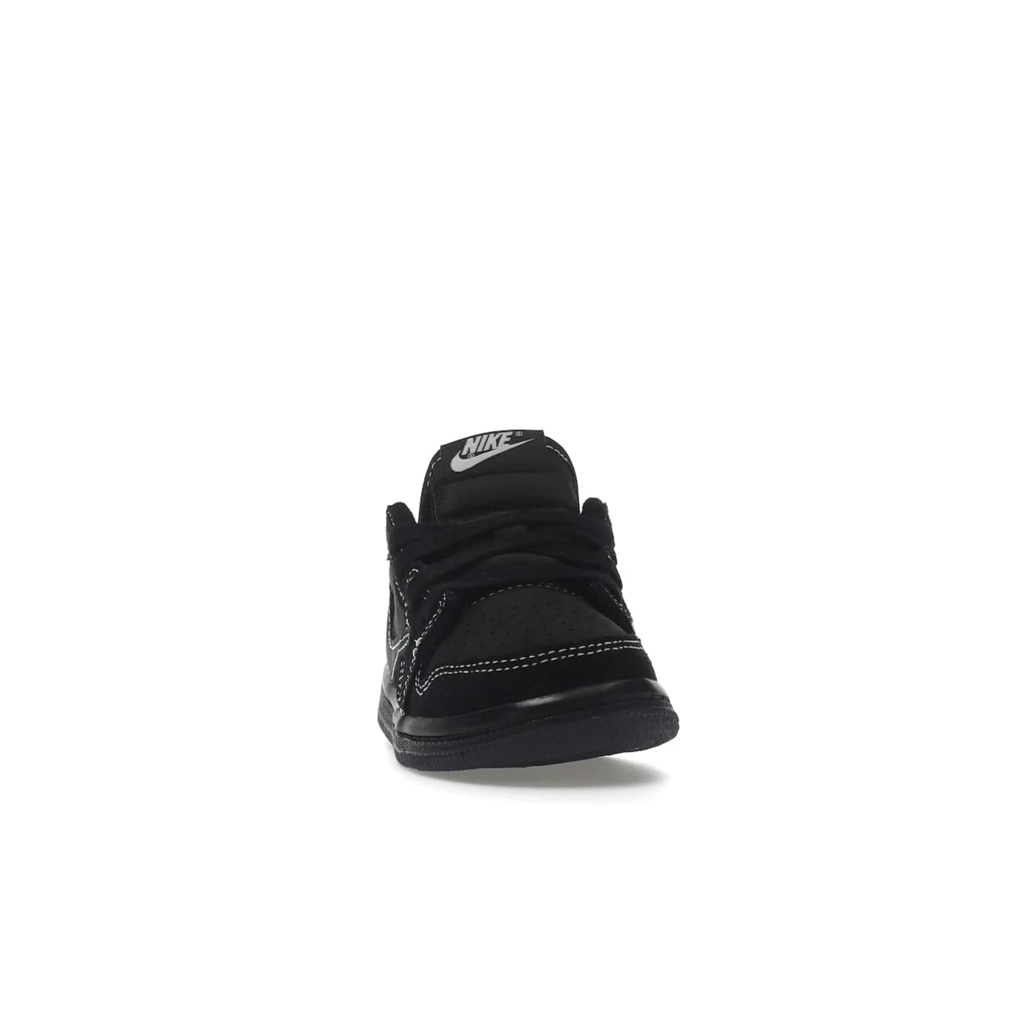 Jordan 1 Retro Low OG SP Travis Scott Black Phantom (TD) - Image 9 - Only at www.BallersClubKickz.com - Shop the Air Jordan I Retro Low OG SP "Travis Scott Black Phantom" TD. Bold black and phantom colorway crafted from nubuck and suede with white stitching. Cactus Jack and Wings branding. Release: Dec 15, 2022.