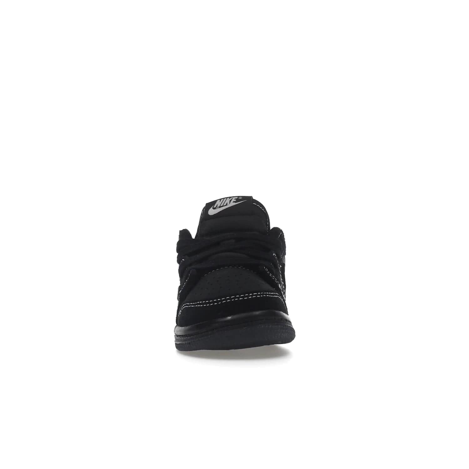 Jordan 1 Retro Low OG SP Travis Scott Black Phantom (TD) - Image 10 - Only at www.BallersClubKickz.com - Shop the Air Jordan I Retro Low OG SP "Travis Scott Black Phantom" TD. Bold black and phantom colorway crafted from nubuck and suede with white stitching. Cactus Jack and Wings branding. Release: Dec 15, 2022.