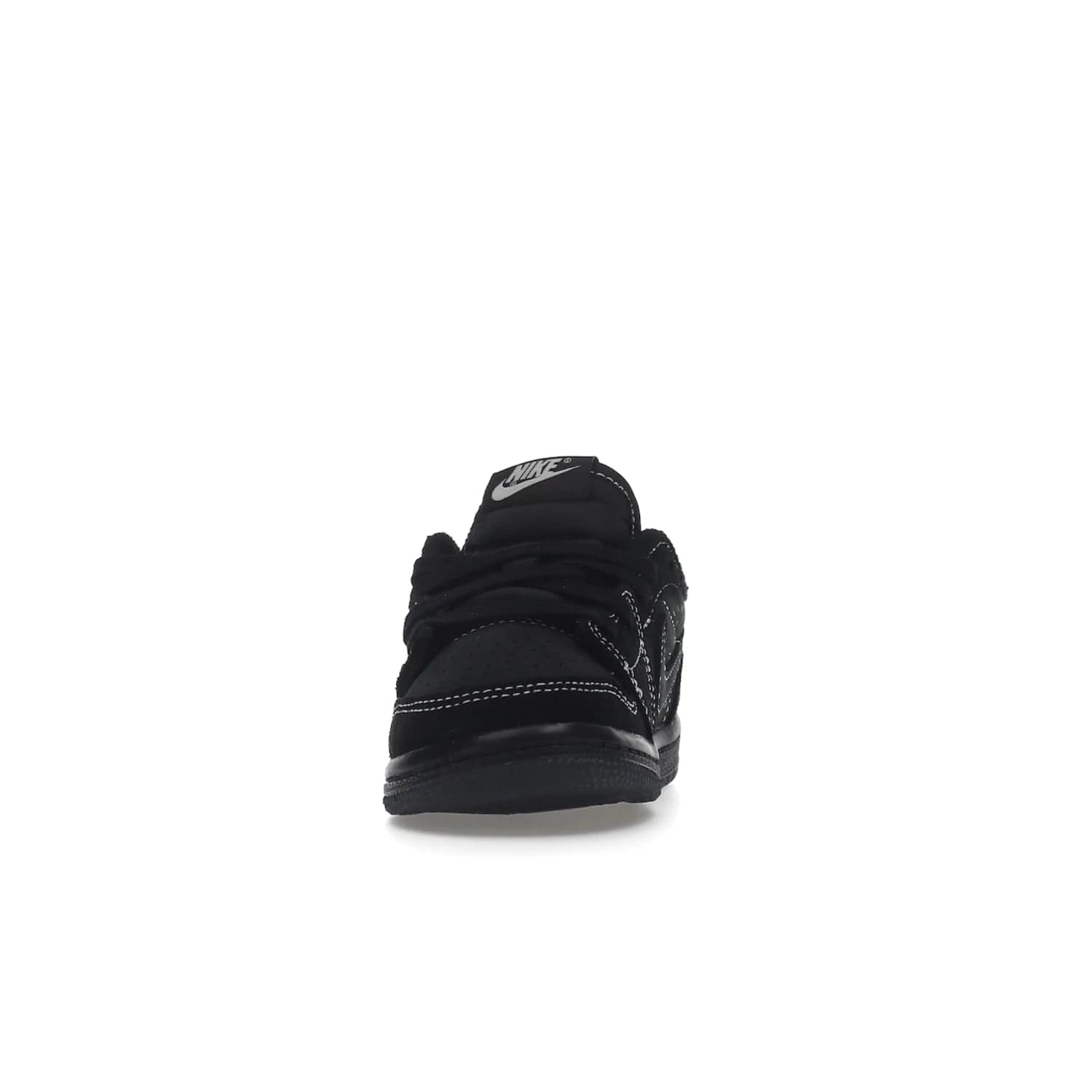 Jordan 1 Retro Low OG SP Travis Scott Black Phantom (TD) - Image 11 - Only at www.BallersClubKickz.com - Shop the Air Jordan I Retro Low OG SP "Travis Scott Black Phantom" TD. Bold black and phantom colorway crafted from nubuck and suede with white stitching. Cactus Jack and Wings branding. Release: Dec 15, 2022.