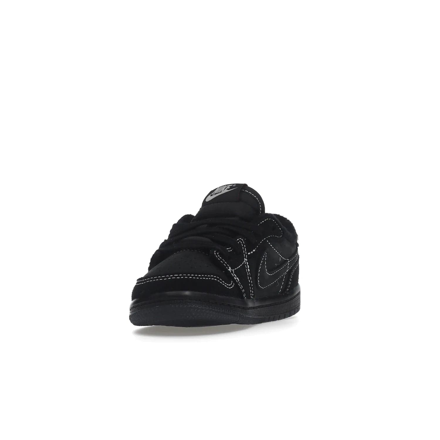Jordan 1 Retro Low OG SP Travis Scott Black Phantom (TD) - Image 13 - Only at www.BallersClubKickz.com - Shop the Air Jordan I Retro Low OG SP "Travis Scott Black Phantom" TD. Bold black and phantom colorway crafted from nubuck and suede with white stitching. Cactus Jack and Wings branding. Release: Dec 15, 2022.