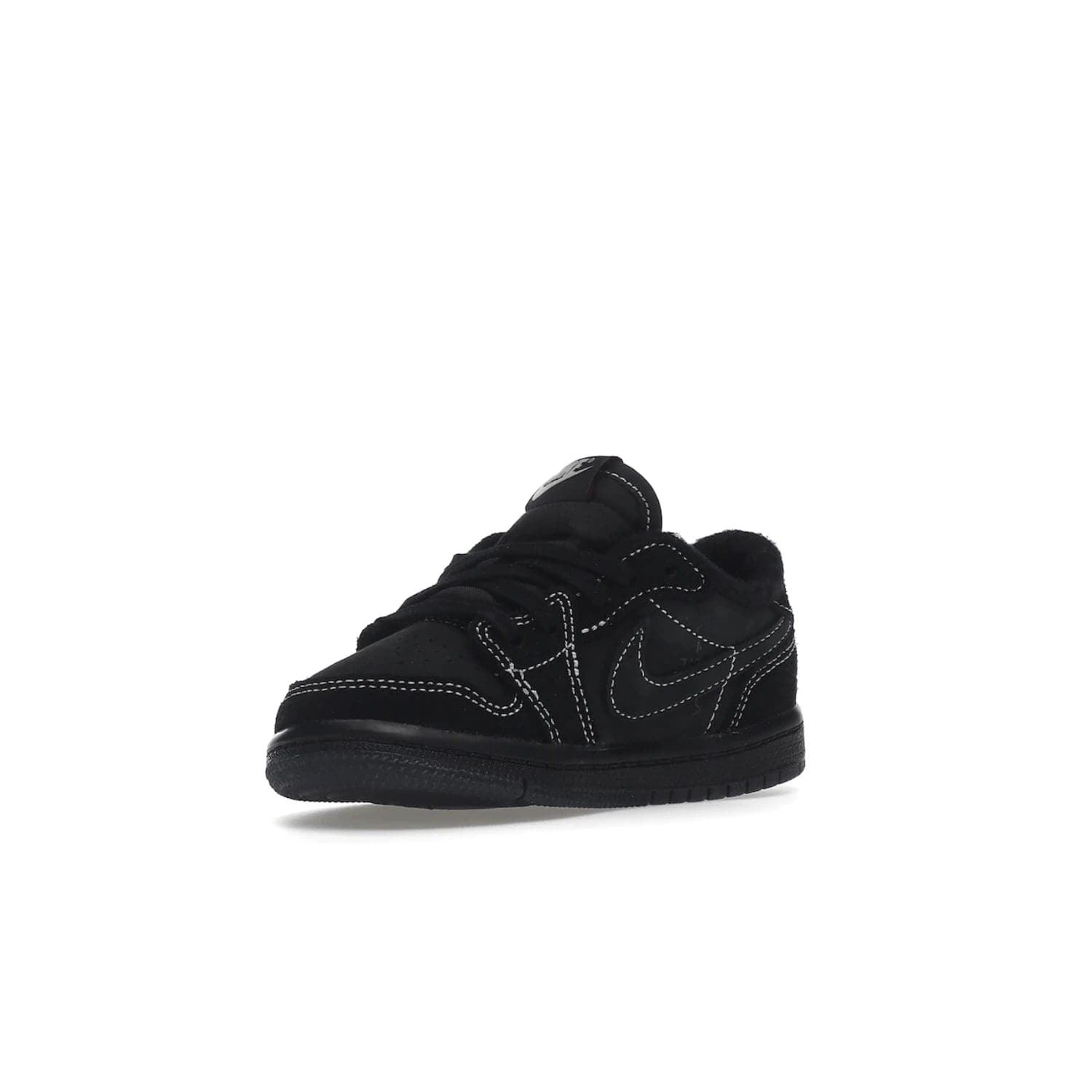 Jordan 1 Retro Low OG SP Travis Scott Black Phantom (TD) - Image 15 - Only at www.BallersClubKickz.com - Shop the Air Jordan I Retro Low OG SP "Travis Scott Black Phantom" TD. Bold black and phantom colorway crafted from nubuck and suede with white stitching. Cactus Jack and Wings branding. Release: Dec 15, 2022.