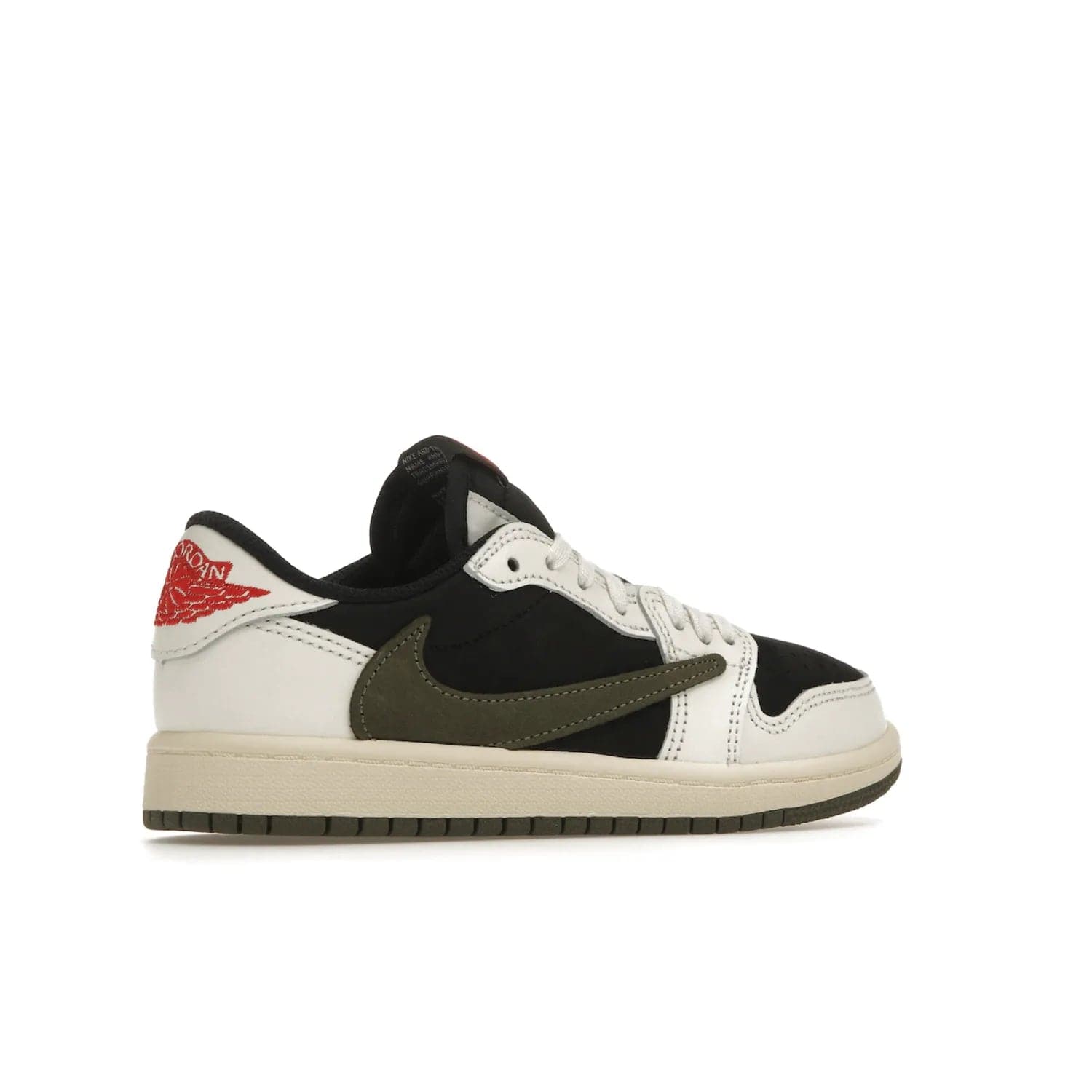 Jordan 1 Retro Low OG SP Travis Scott Olive (PS) - Image 34 - Only at www.BallersClubKickz.com - Jordan 1 Retro Low OG SP Travis Scott Olive: A Sail upper, Red and Black accents, and Olive midsole combine for a classic sneaker that is perfect for any style.