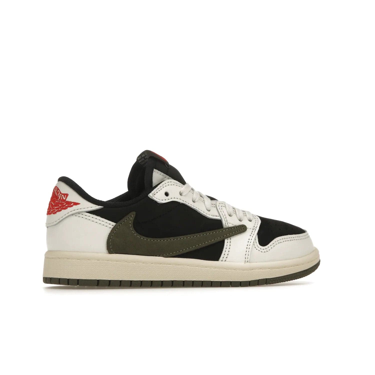Jordan 1 Retro Low OG SP Travis Scott Olive (PS) - Image 35 - Only at www.BallersClubKickz.com - Jordan 1 Retro Low OG SP Travis Scott Olive: A Sail upper, Red and Black accents, and Olive midsole combine for a classic sneaker that is perfect for any style.