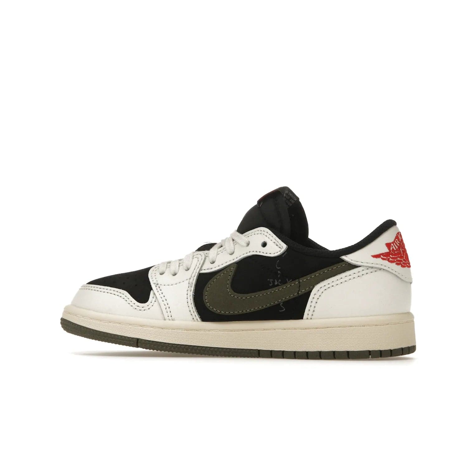 Jordan 1 Retro Low OG SP Travis Scott Olive (PS) - Image 21 - Only at www.BallersClubKickz.com - Jordan 1 Retro Low OG SP Travis Scott Olive: A Sail upper, Red and Black accents, and Olive midsole combine for a classic sneaker that is perfect for any style.