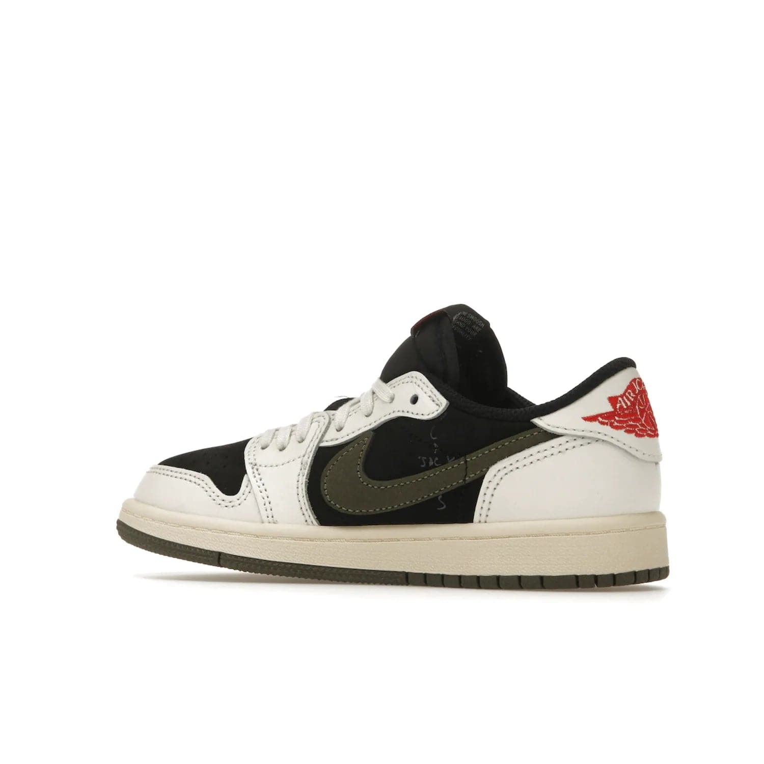 Jordan 1 Retro Low OG SP Travis Scott Olive (PS) - Image 22 - Only at www.BallersClubKickz.com - Jordan 1 Retro Low OG SP Travis Scott Olive: A Sail upper, Red and Black accents, and Olive midsole combine for a classic sneaker that is perfect for any style.