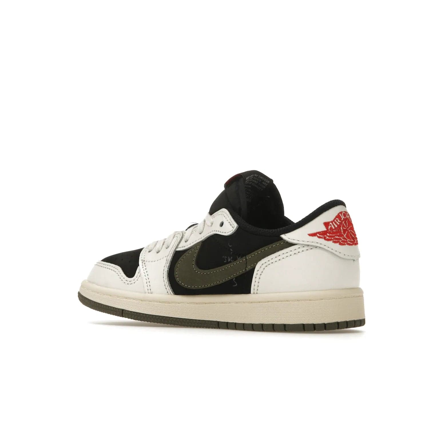 Jordan 1 Retro Low OG SP Travis Scott Olive (PS) - Image 23 - Only at www.BallersClubKickz.com - Jordan 1 Retro Low OG SP Travis Scott Olive: A Sail upper, Red and Black accents, and Olive midsole combine for a classic sneaker that is perfect for any style.