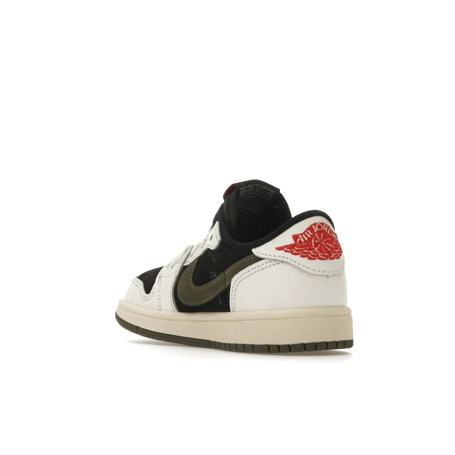 Jordan 1 Retro Low OG SP Travis Scott Olive (PS) - Image 25 - Only at www.BallersClubKickz.com - Jordan 1 Retro Low OG SP Travis Scott Olive: A Sail upper, Red and Black accents, and Olive midsole combine for a classic sneaker that is perfect for any style.