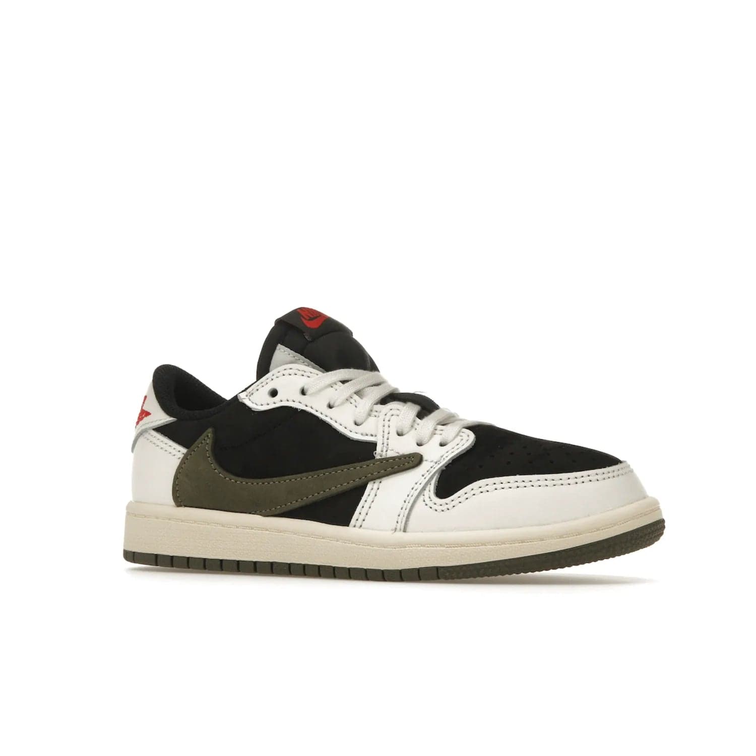 Jordan 1 Retro Low OG SP Travis Scott Olive (PS) - Image 4 - Only at www.BallersClubKickz.com - Jordan 1 Retro Low OG SP Travis Scott Olive: A Sail upper, Red and Black accents, and Olive midsole combine for a classic sneaker that is perfect for any style.