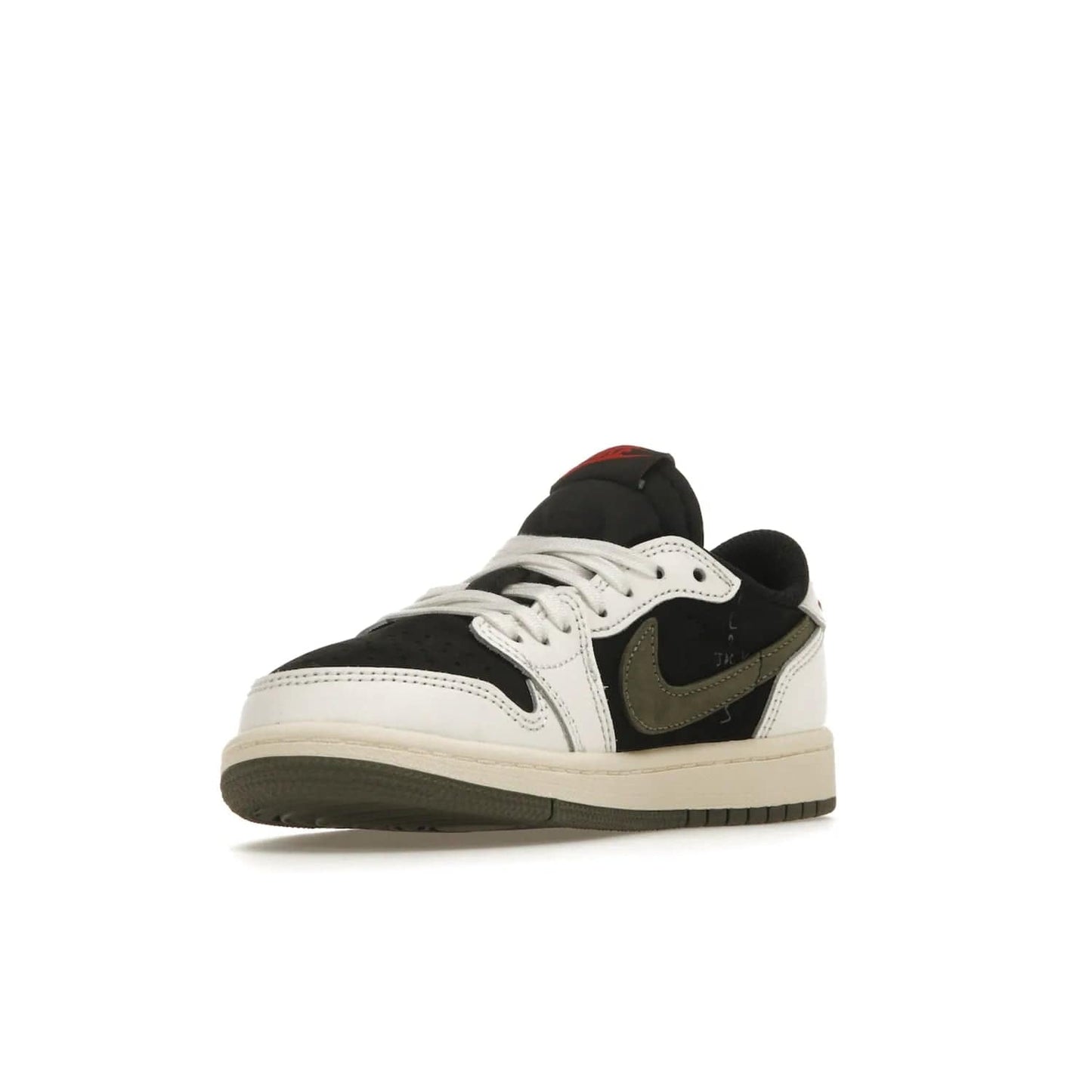 Jordan 1 Retro Low OG SP Travis Scott Olive (PS) - Image 14 - Only at www.BallersClubKickz.com - Jordan 1 Retro Low OG SP Travis Scott Olive: A Sail upper, Red and Black accents, and Olive midsole combine for a classic sneaker that is perfect for any style.