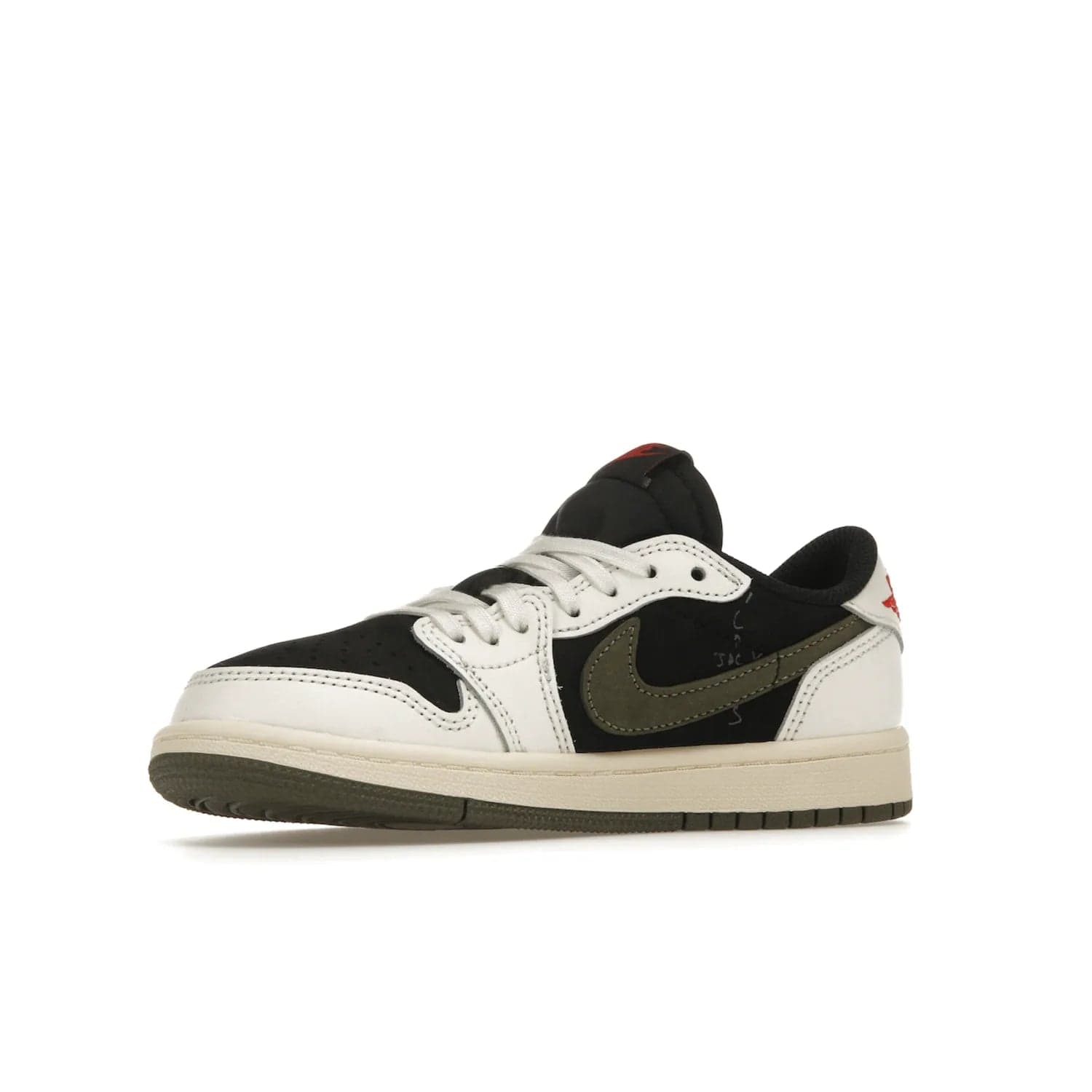 Jordan 1 Retro Low OG SP Travis Scott Olive (PS) - Image 16 - Only at www.BallersClubKickz.com - Jordan 1 Retro Low OG SP Travis Scott Olive: A Sail upper, Red and Black accents, and Olive midsole combine for a classic sneaker that is perfect for any style.