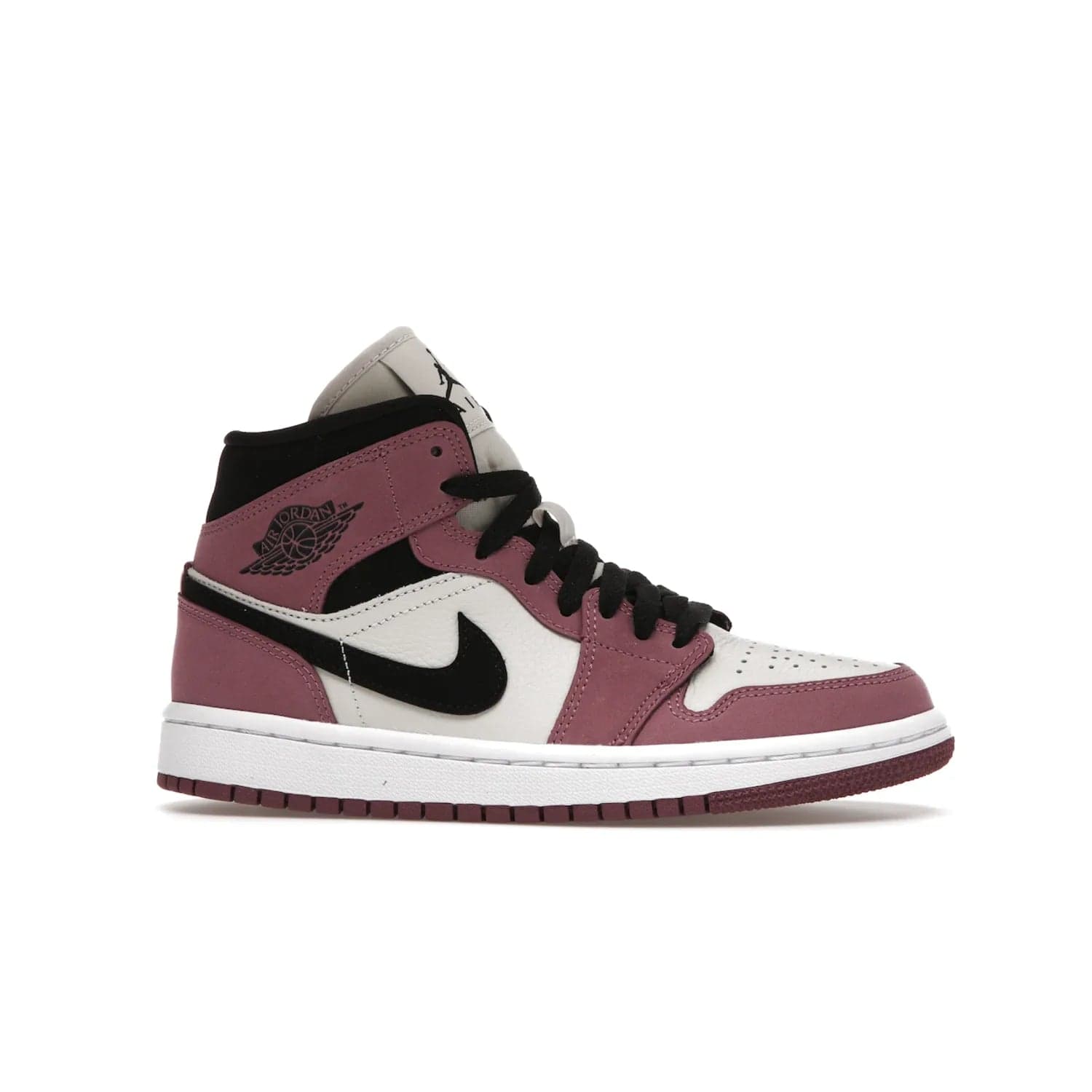 Jordan 1 Mid SE Light Mulberry (Women's) - Image 2 - Only at www.BallersClubKickz.com - Classic style meets performance with the Air Jordan 1 Mid Light Mulberry (Women's). Sleek leather overlays and light bone detailing bring out the best of this classic sneaker, perfect for the active woman on-the-go. Available March 2022.