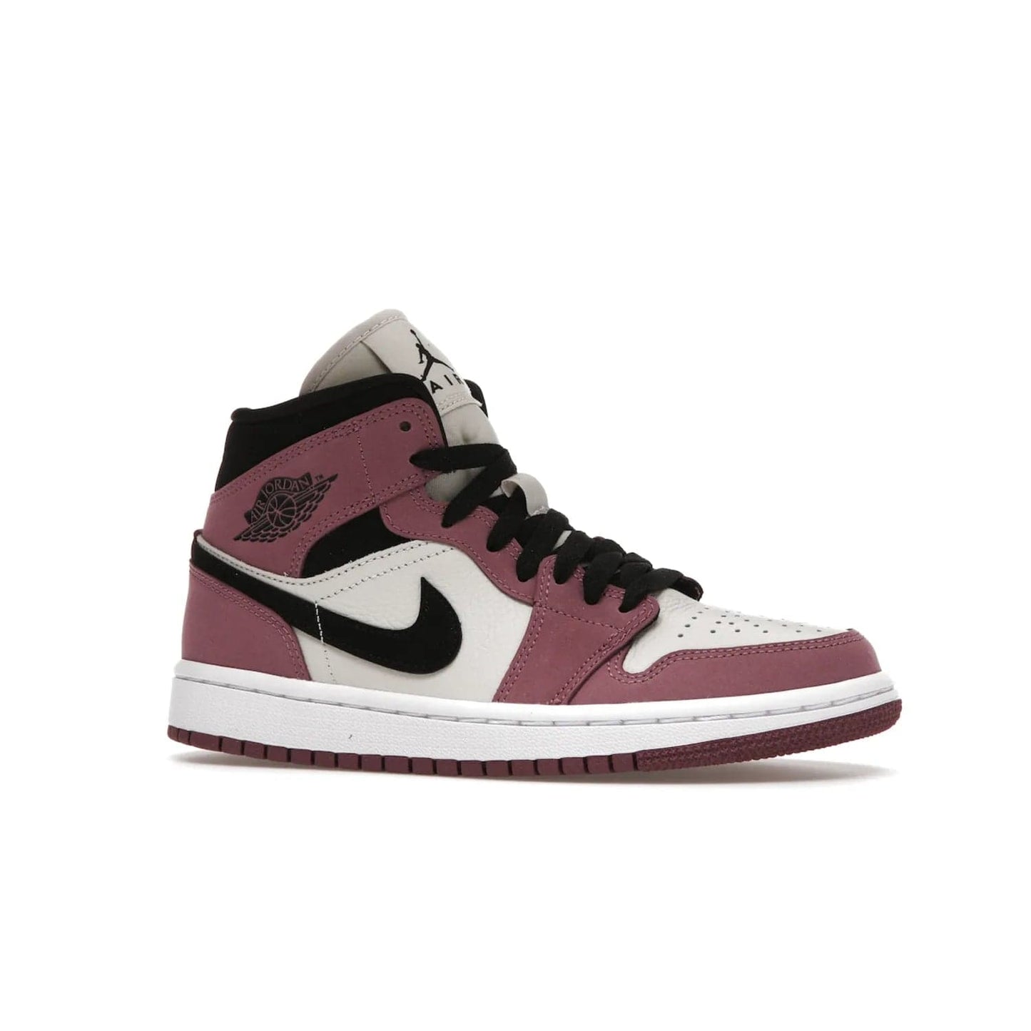 Jordan 1 Mid SE Light Mulberry (Women's) - Image 3 - Only at www.BallersClubKickz.com - Classic style meets performance with the Air Jordan 1 Mid Light Mulberry (Women's). Sleek leather overlays and light bone detailing bring out the best of this classic sneaker, perfect for the active woman on-the-go. Available March 2022.