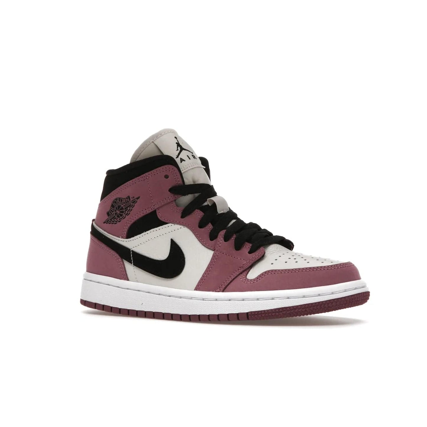 Jordan 1 Mid SE Light Mulberry (Women's) - Image 4 - Only at www.BallersClubKickz.com - Classic style meets performance with the Air Jordan 1 Mid Light Mulberry (Women's). Sleek leather overlays and light bone detailing bring out the best of this classic sneaker, perfect for the active woman on-the-go. Available March 2022.