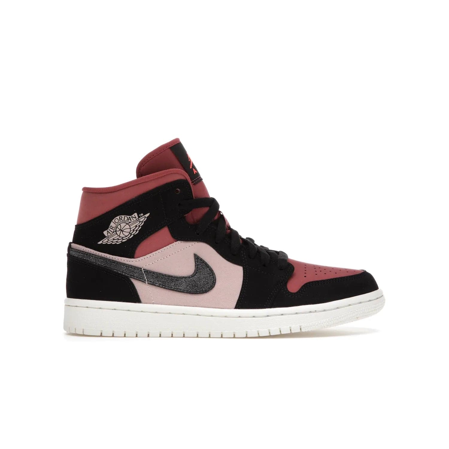 Jordan 1 Mid Canyon Rust (Women's) - Image 1 - Only at www.BallersClubKickz.com - The Air Jordan 1 Mid Canyon Rust for Women (W) is a stylish mid-top sneaker with distressed Nike swooshes and a white rubber cupsole. Featuring a blend of particle beige, canyon rust, sail and black, this versatile design will provide you with amazing comfort and style. Out now, 1st March 2021!