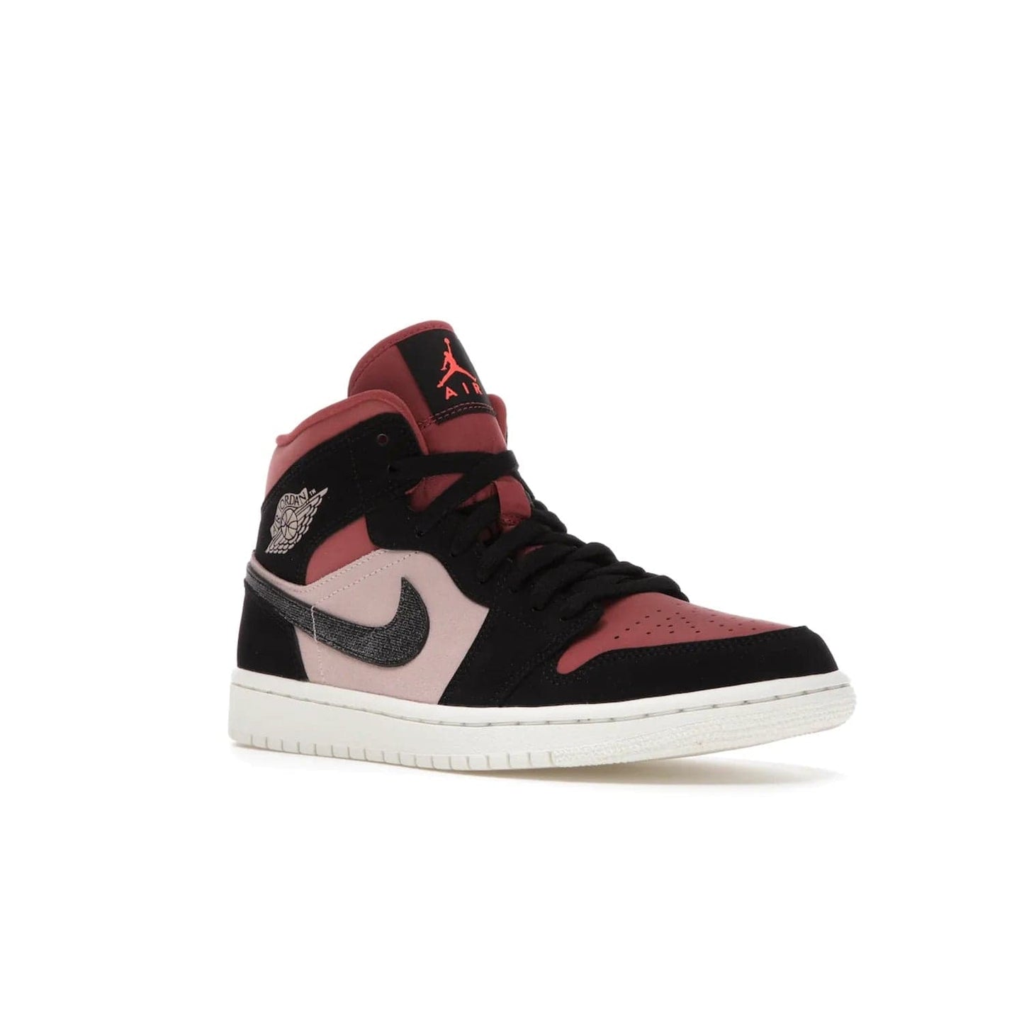Jordan 1 Mid Canyon Rust (Women's) - Image 5 - Only at www.BallersClubKickz.com - The Air Jordan 1 Mid Canyon Rust for Women (W) is a stylish mid-top sneaker with distressed Nike swooshes and a white rubber cupsole. Featuring a blend of particle beige, canyon rust, sail and black, this versatile design will provide you with amazing comfort and style. Out now, 1st March 2021!